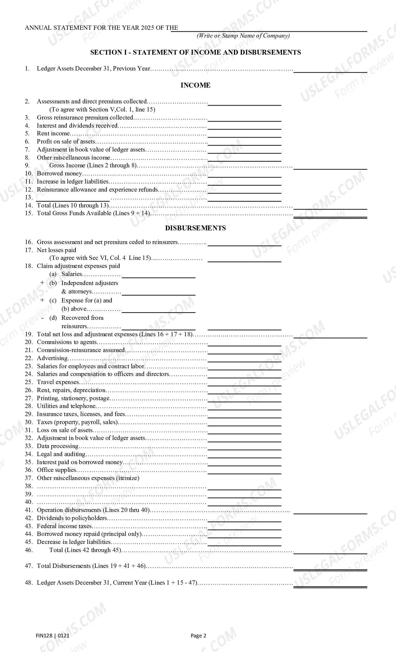 Preview Annual Statement Blank - Farm Mutual Companies