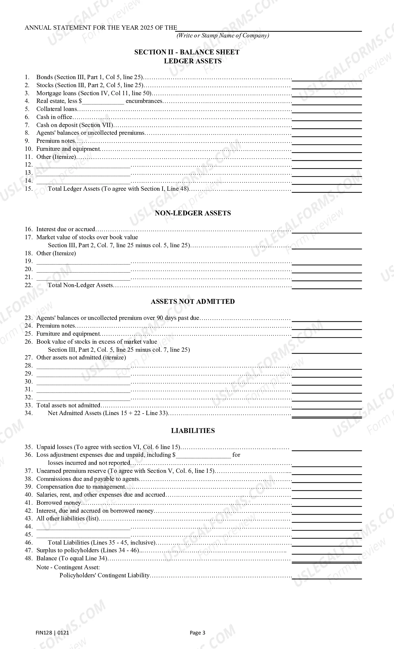 Preview Annual Statement Blank - Farm Mutual Companies