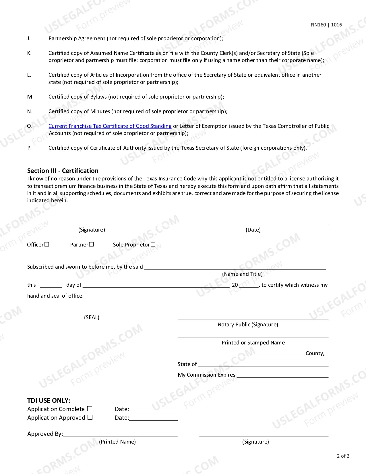 Preview Application for An Insurance Premium Finance Company License (Form PF1)
