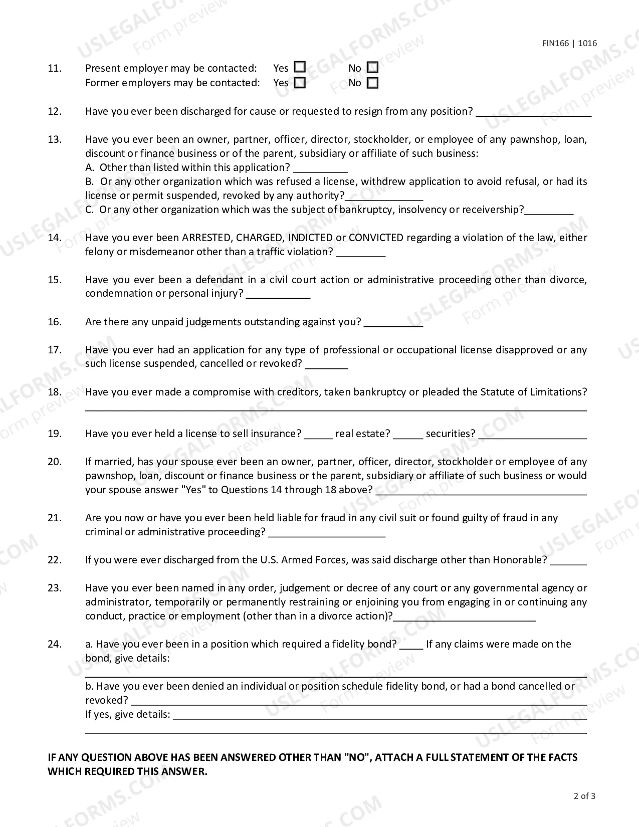 Preview Biographical Affidavit - Premium Finance Applicant (Form PF4)