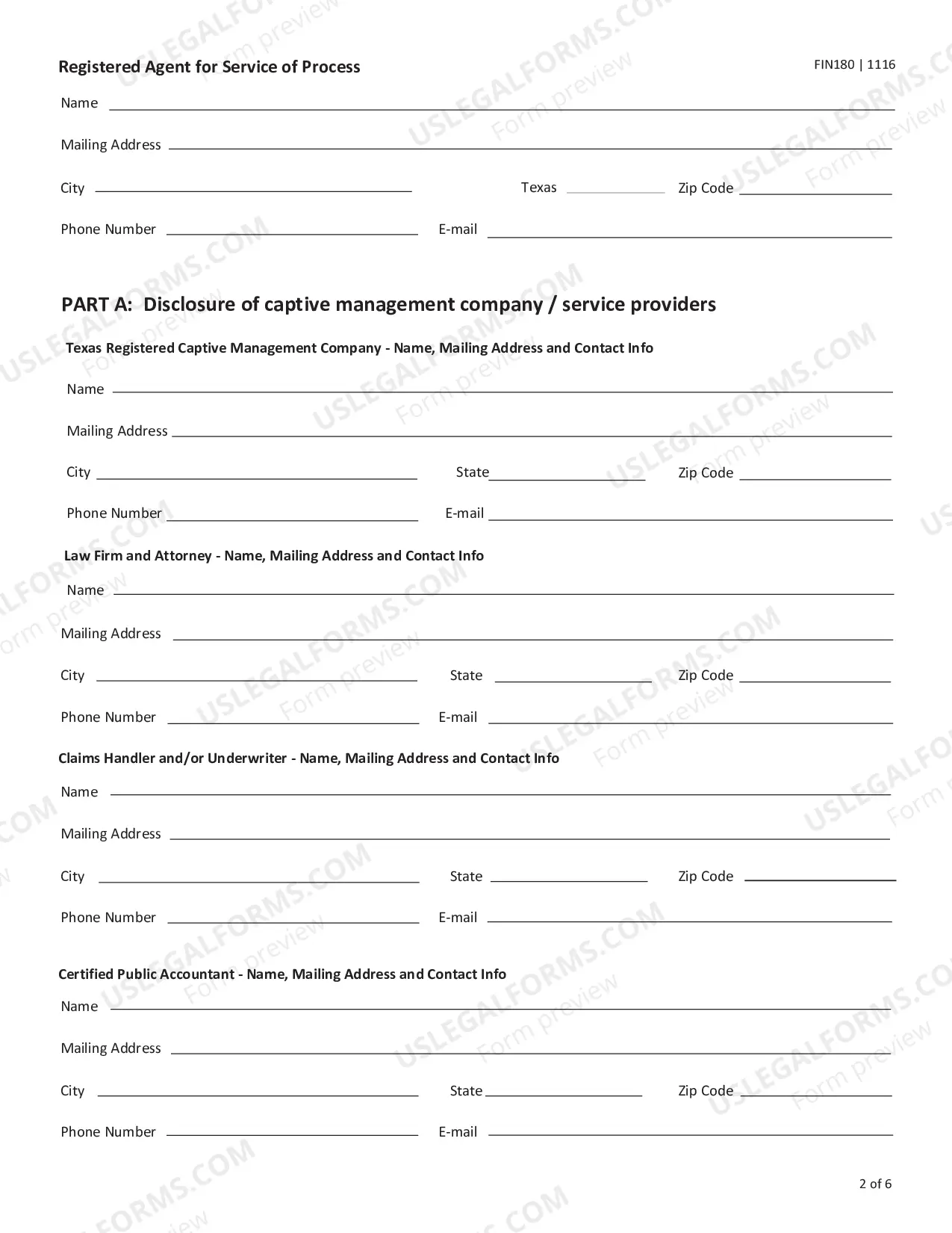 Preview Certificate of Authority Application for a Captive Insurance Company