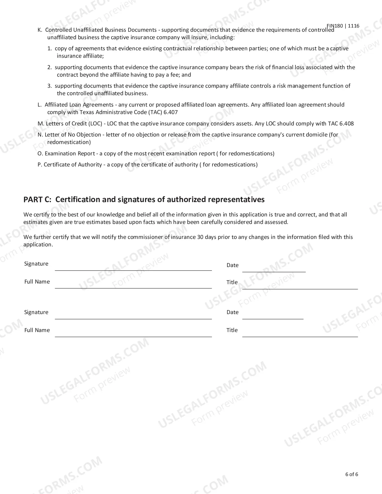 Preview Certificate of Authority Application for a Captive Insurance Company