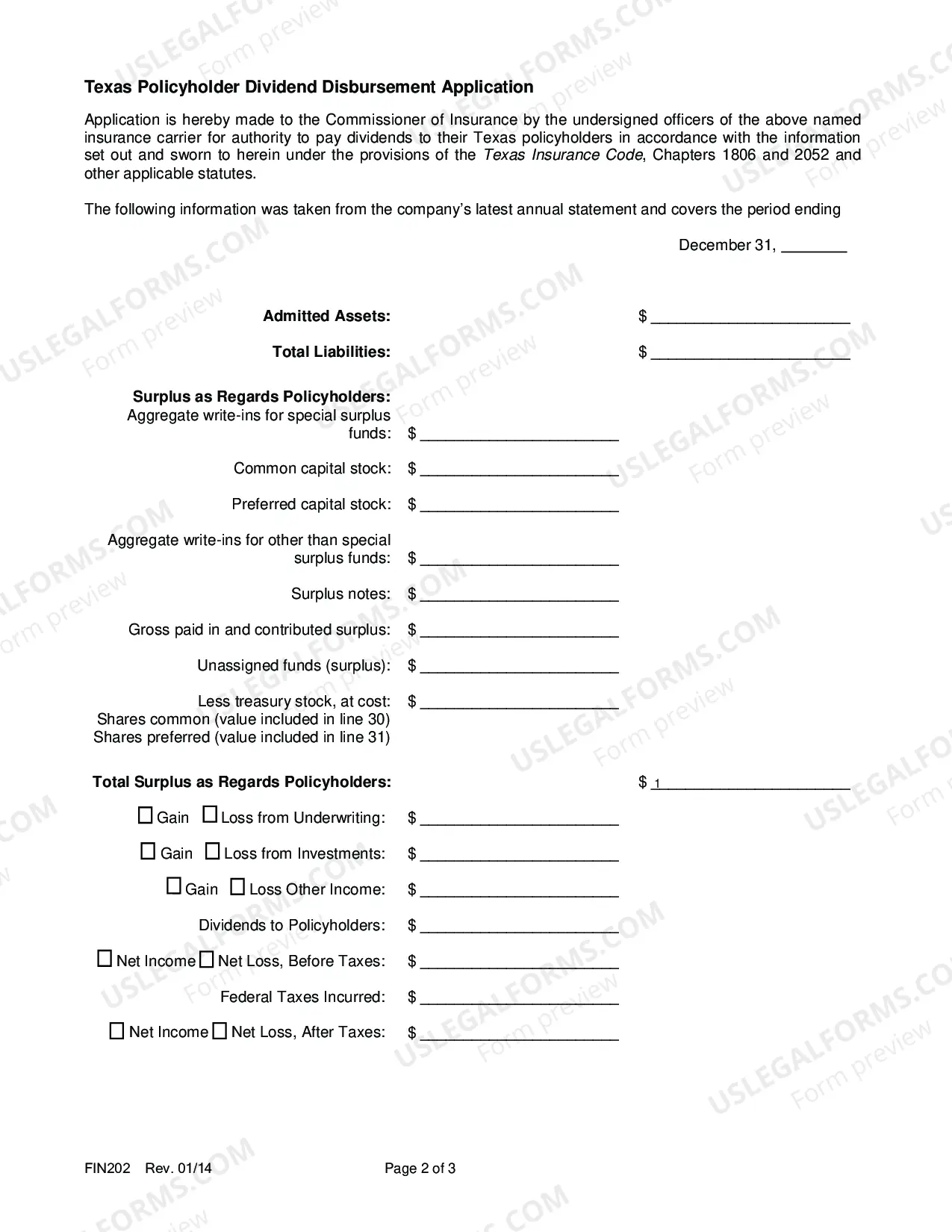 Preview Texas Policyholder Dividend Disbursement Notification/Application