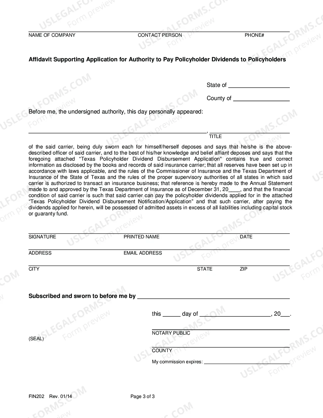 Preview Texas Policyholder Dividend Disbursement Notification/Application