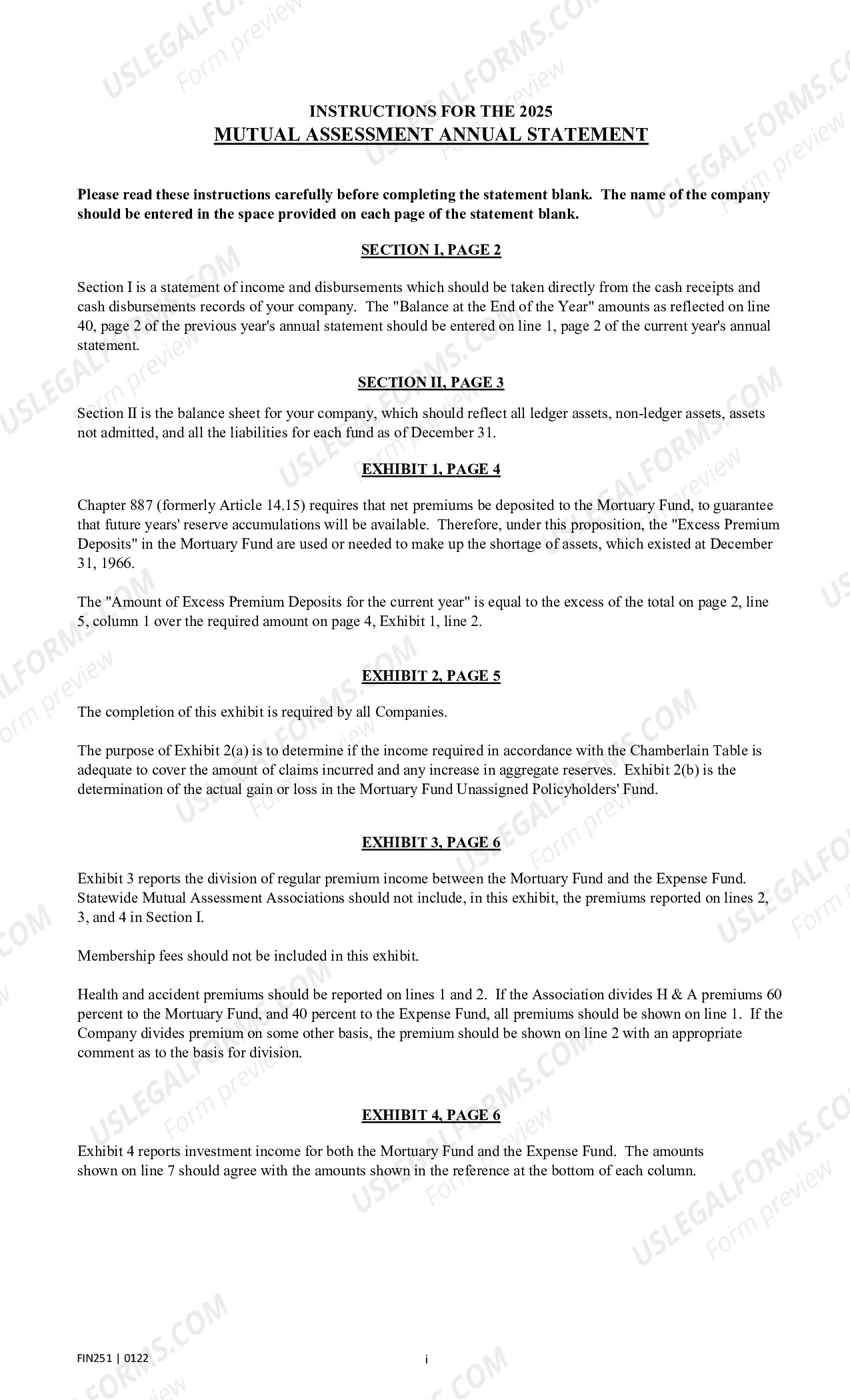 Preview Annual Statement Blank - Mutual Assessments, Burials, LMAs