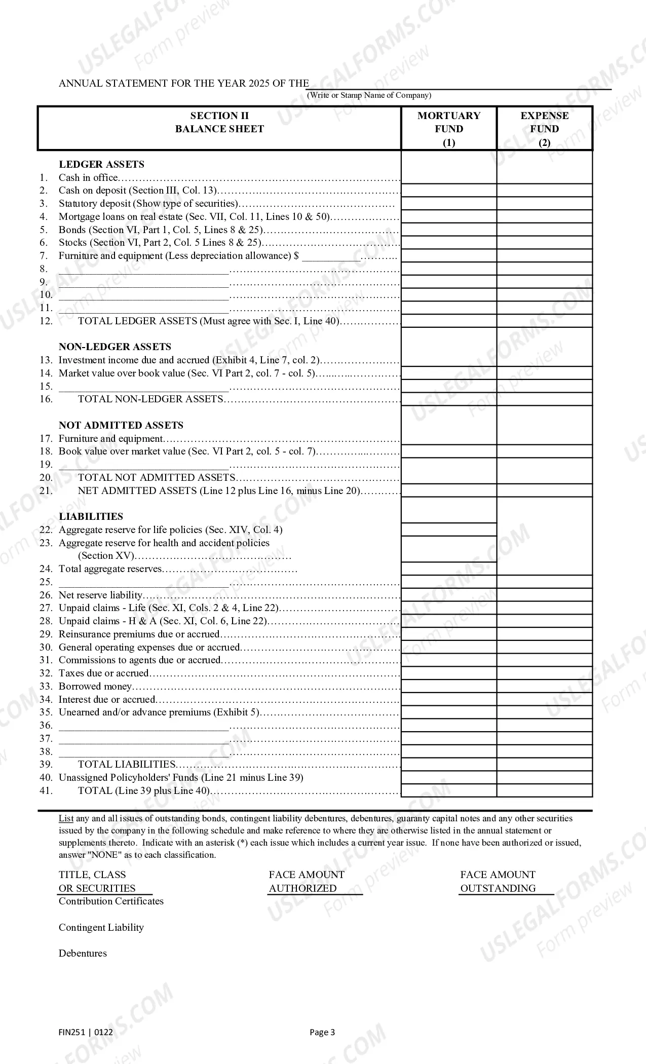 Preview Annual Statement Blank - Mutual Assessments, Burials, LMAs