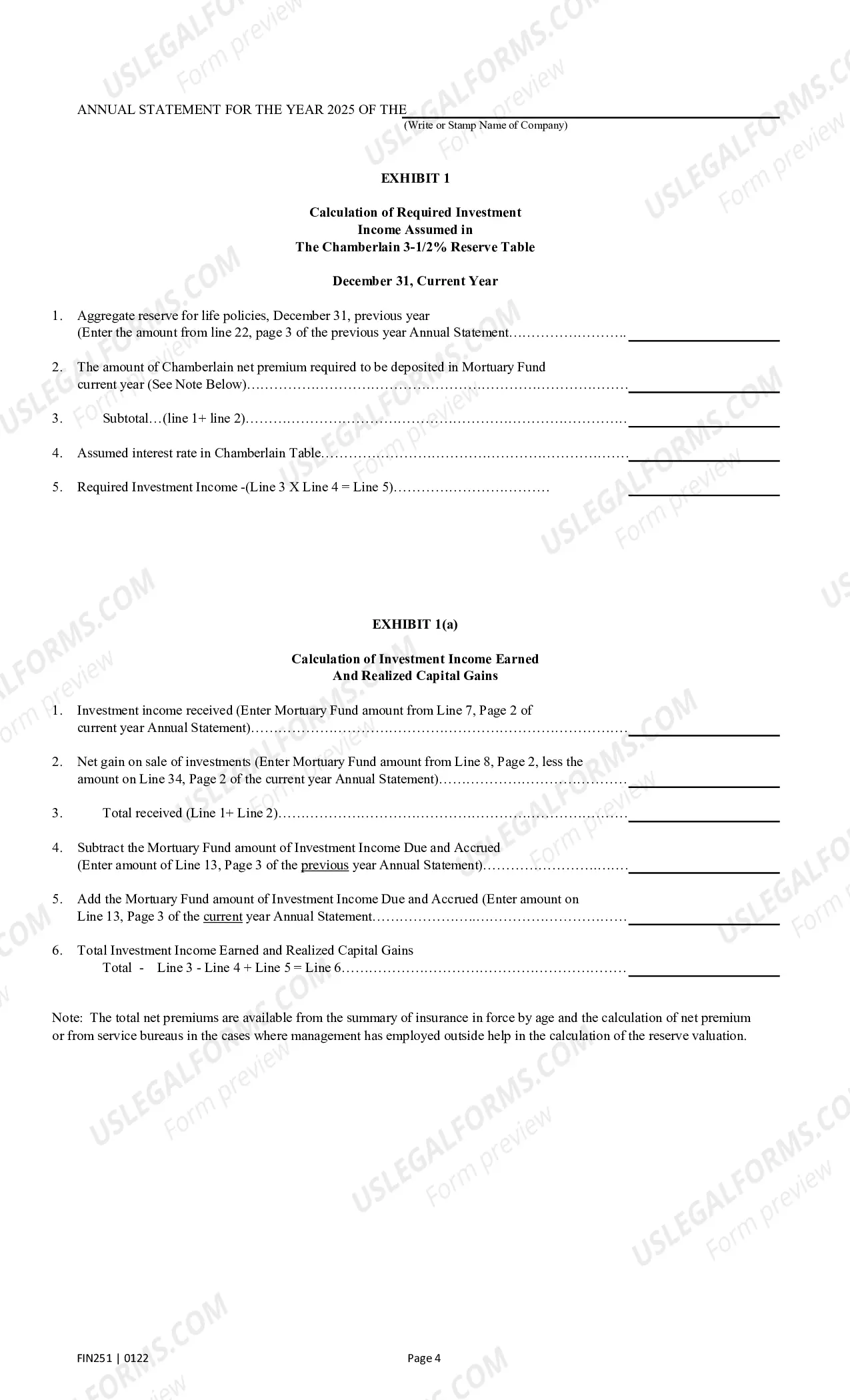 Preview Annual Statement Blank - Mutual Assessments, Burials, LMAs