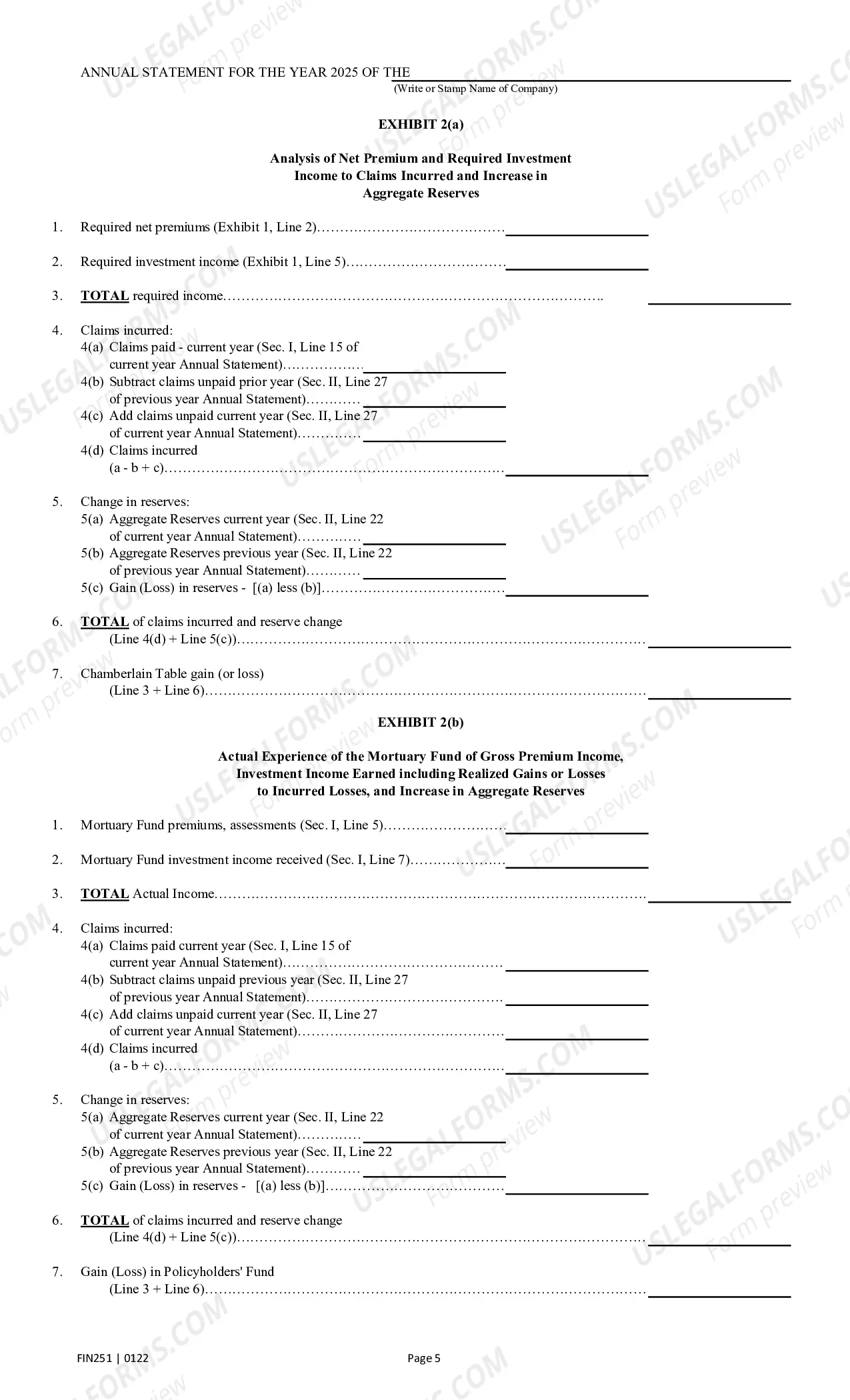 Preview Annual Statement Blank - Mutual Assessments, Burials, LMAs