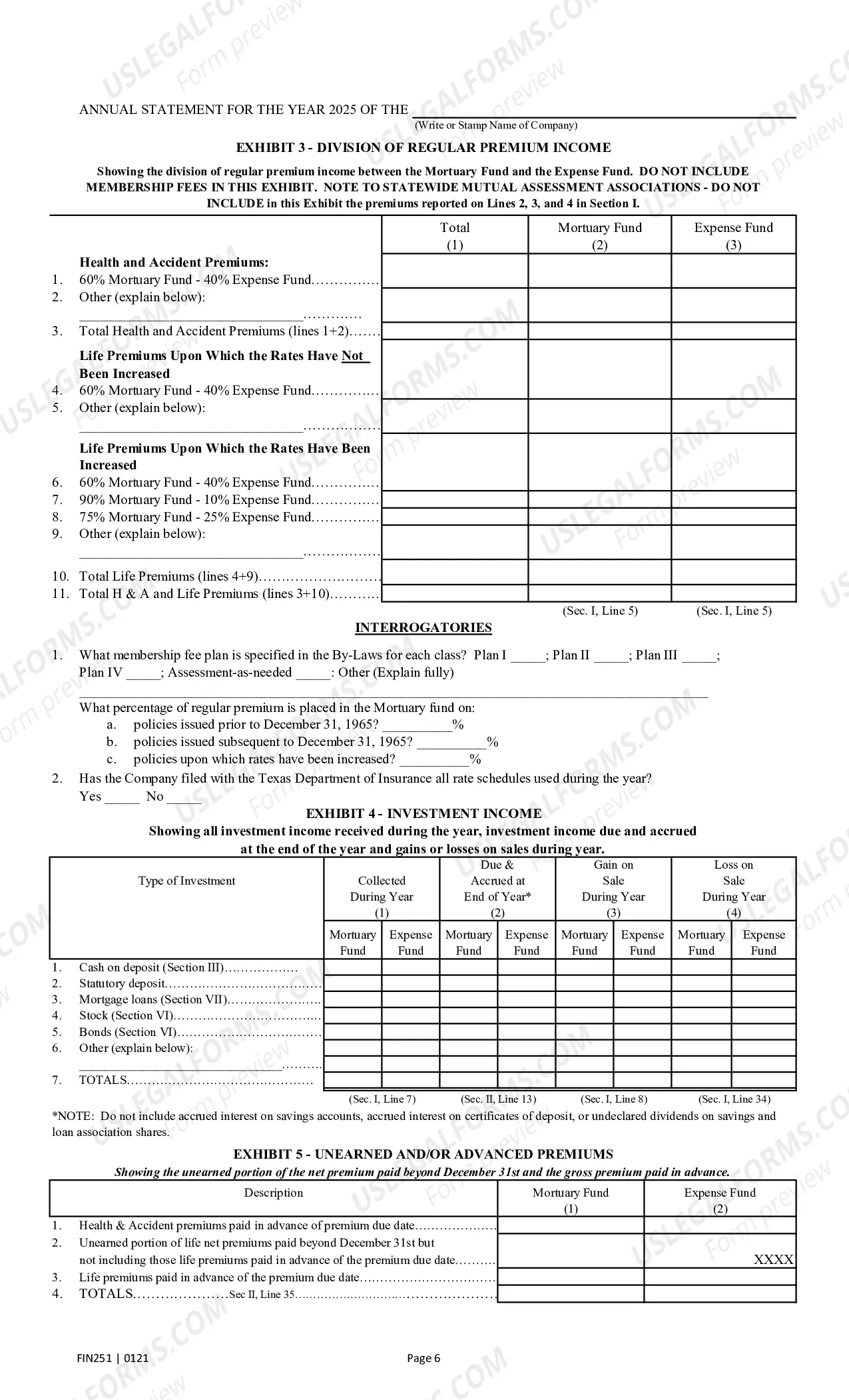 Preview Annual Statement Blank - Mutual Assessments, Burials, LMAs