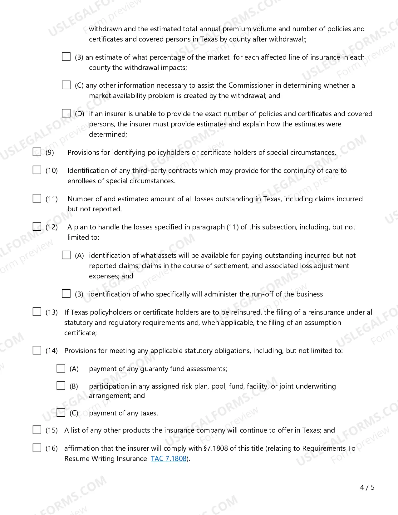 Preview Withdrawal Checklist
