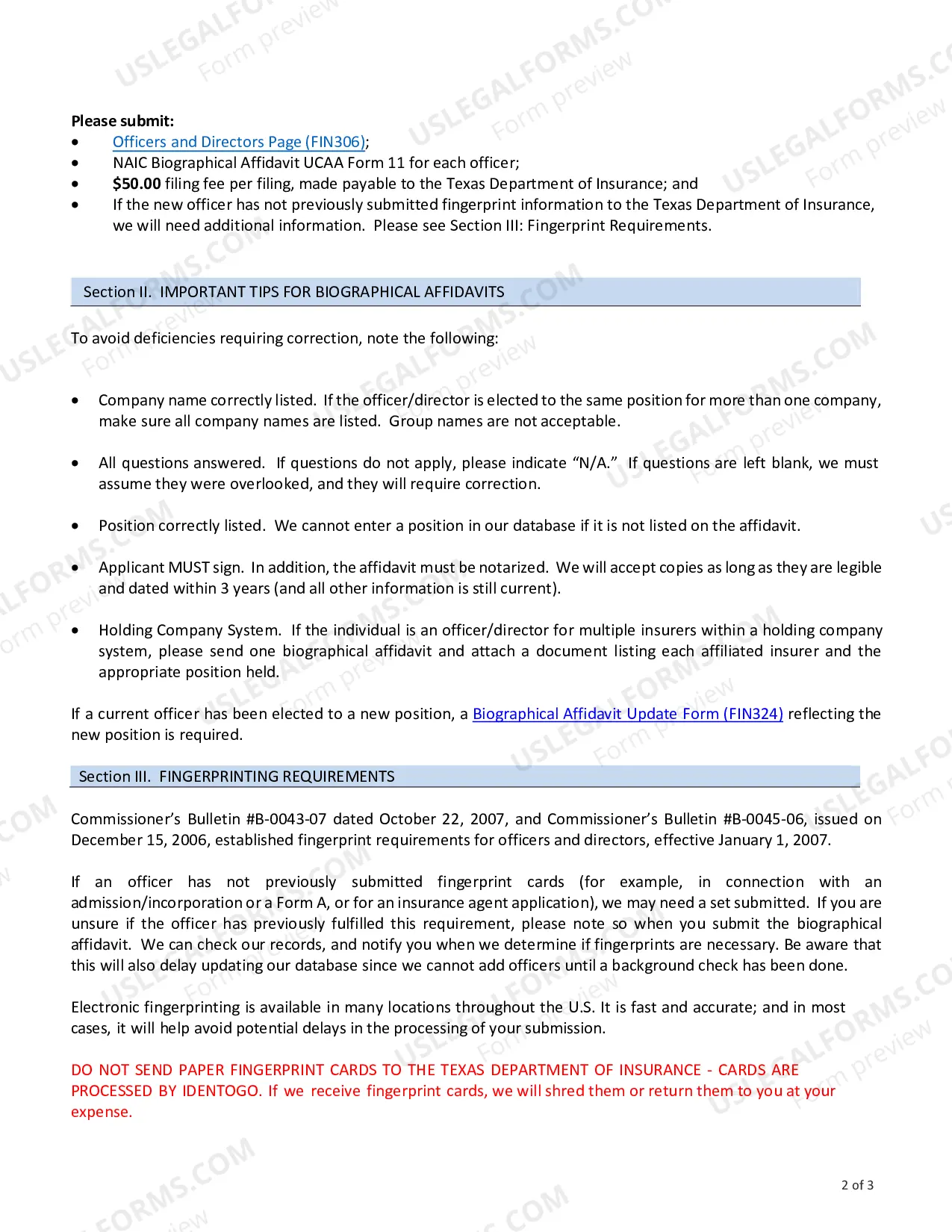 Preview Biographical Affidavit and Fingerprint Requirements for Health Maintenance Organizations (HMOs)