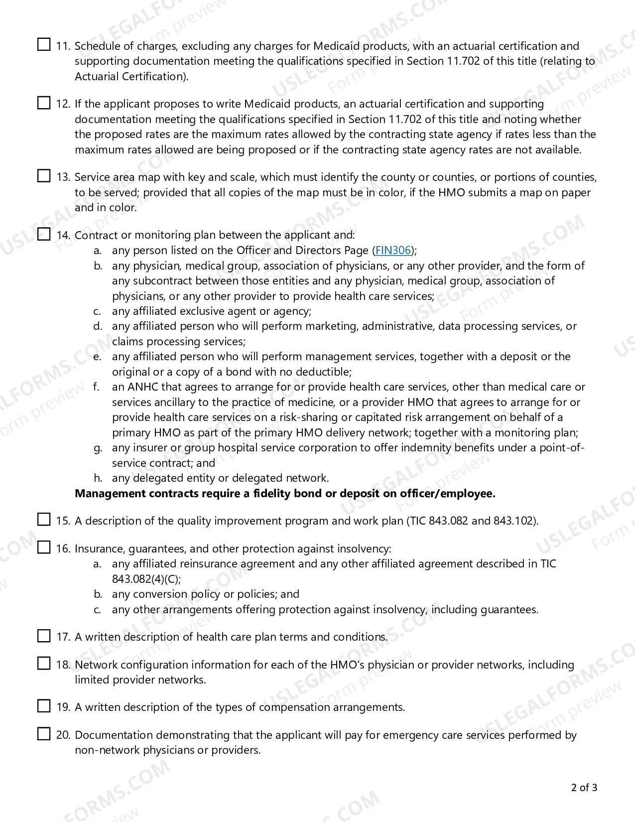 Preview HMO Certificate of Authority Application Checklist