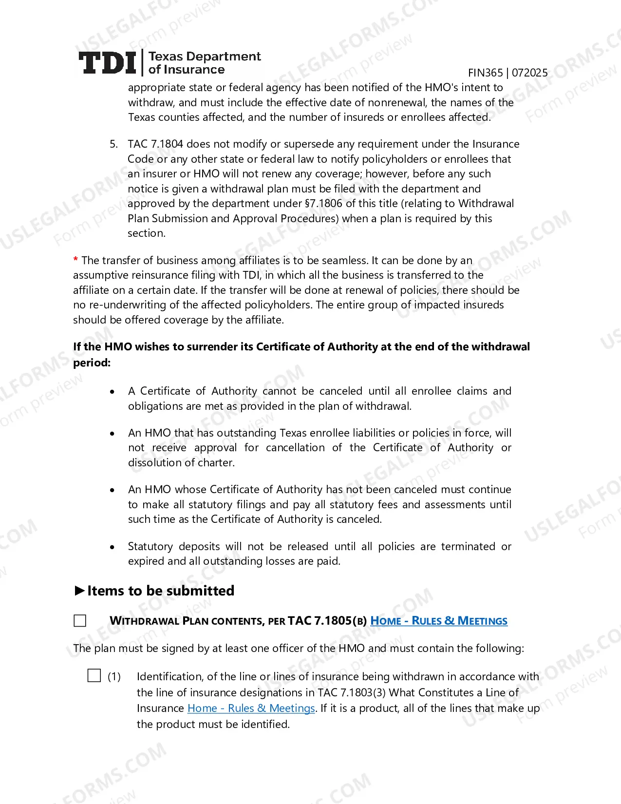 Preview HMO Withdrawal Guidelines