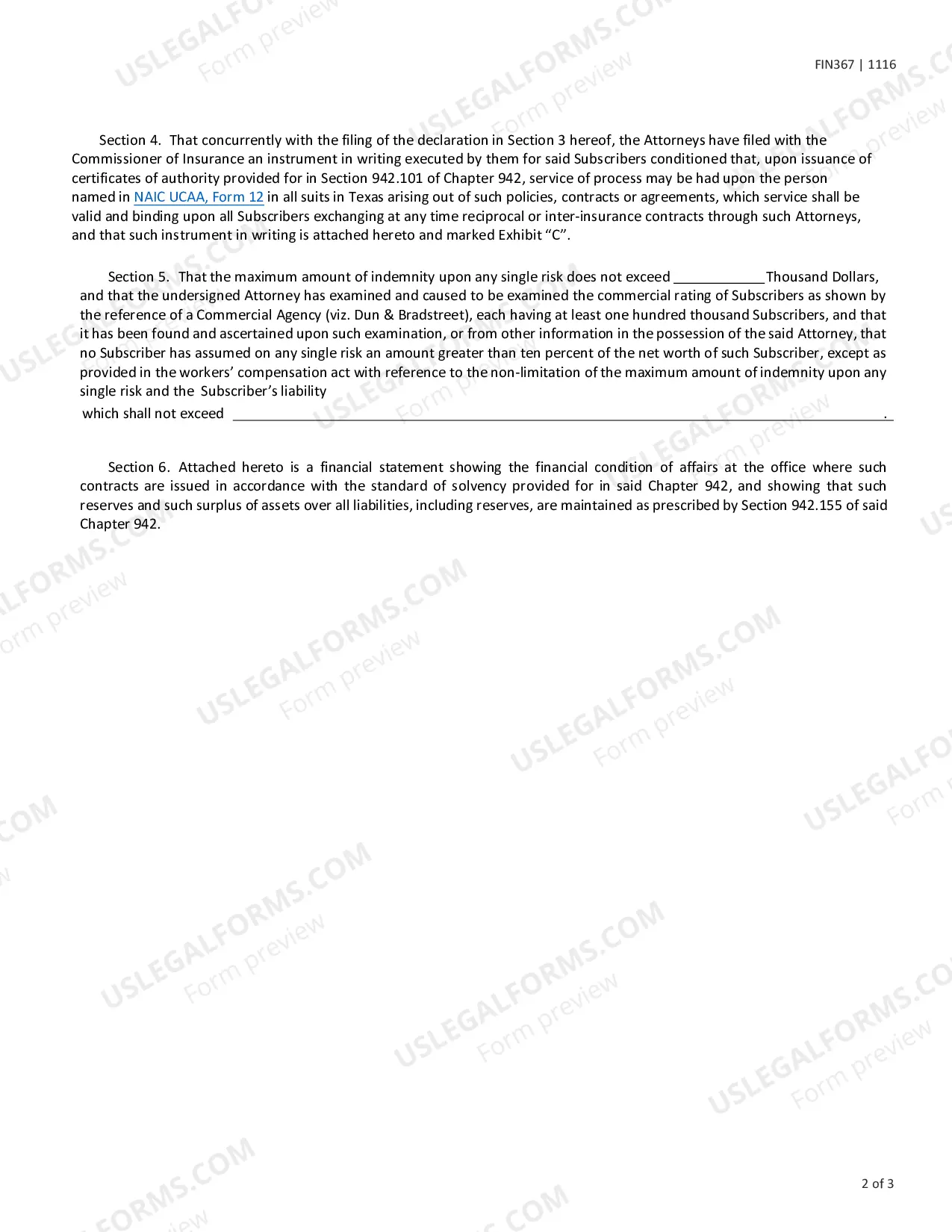 Preview Reciprocal or Inter-Insurance Exchanges (Form A-212)