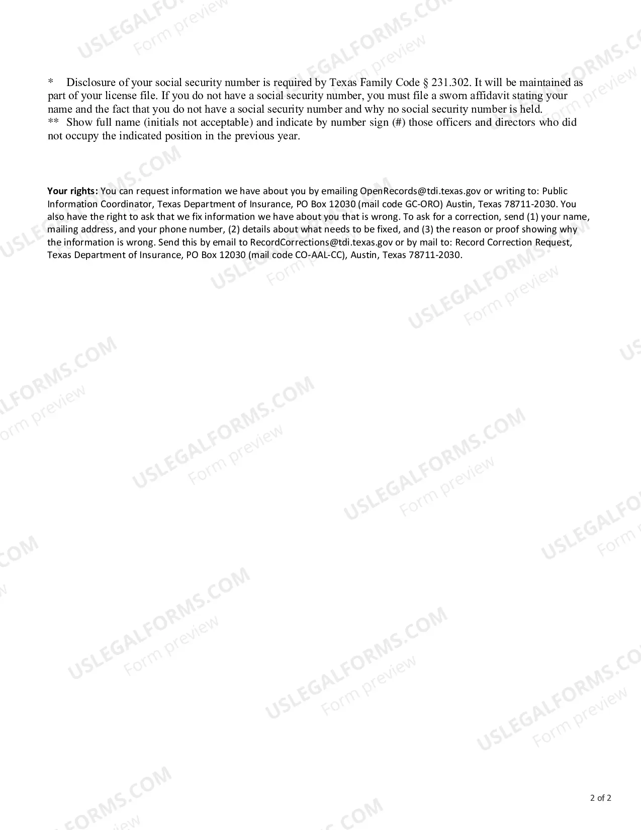 Preview MEWA Officers, Directors, and Trustees Page
