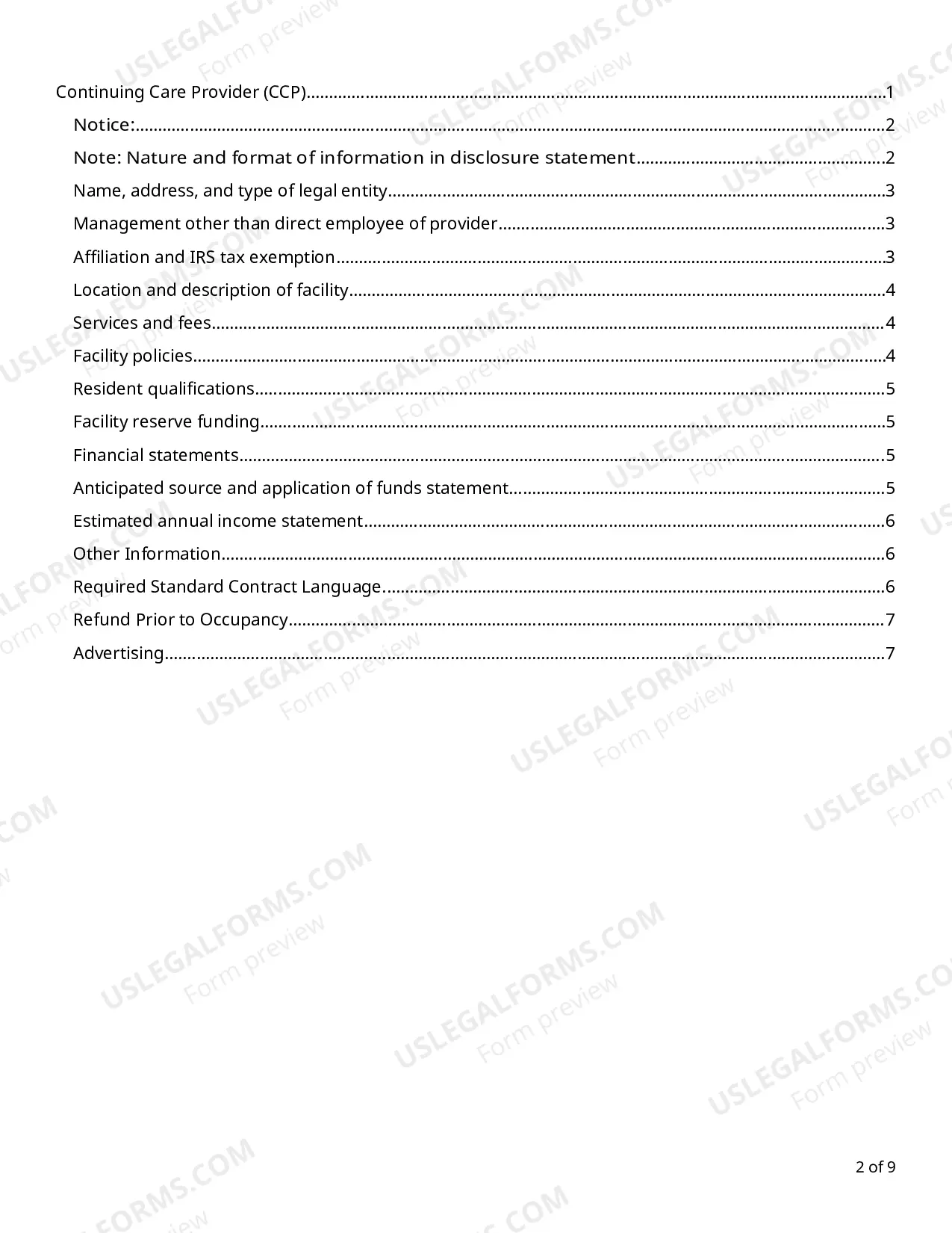Preview CCRC 6 - Format for Disclosure Statement
