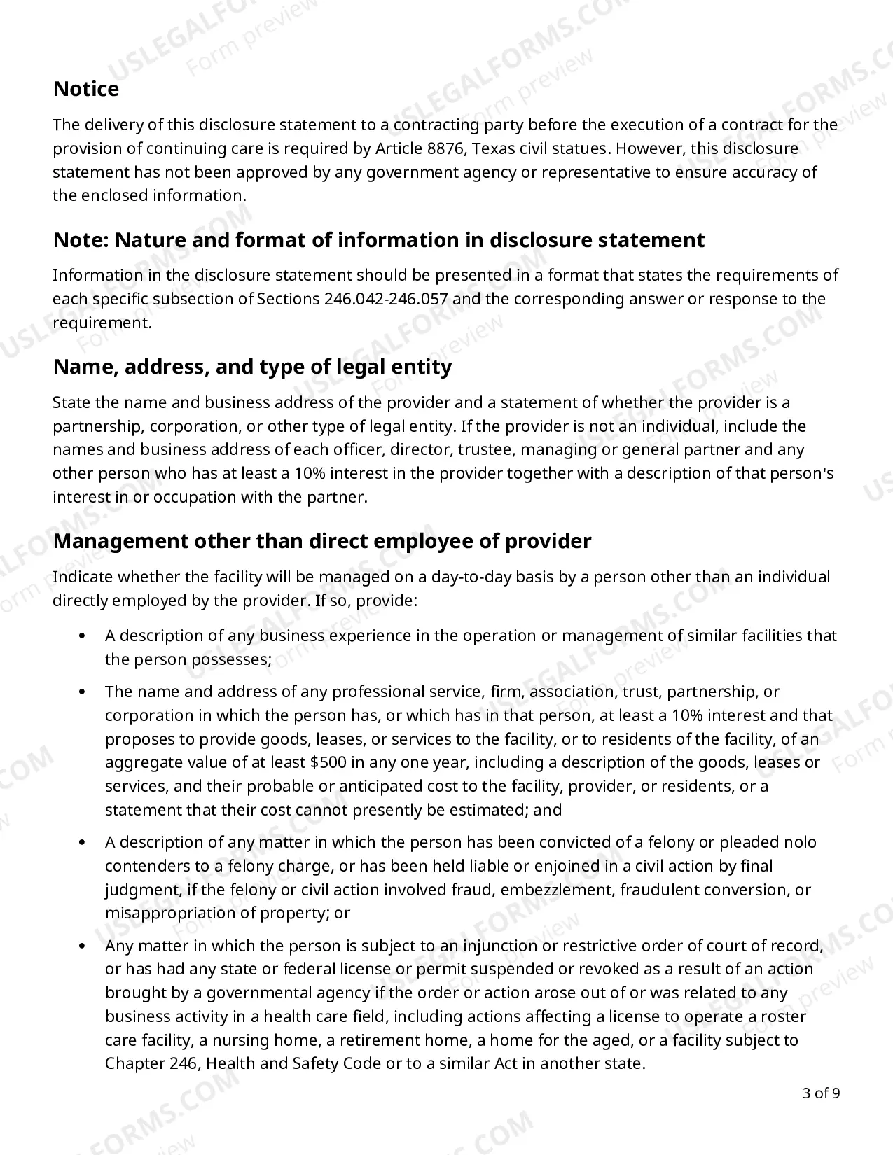 Preview CCRC 6 - Format for Disclosure Statement