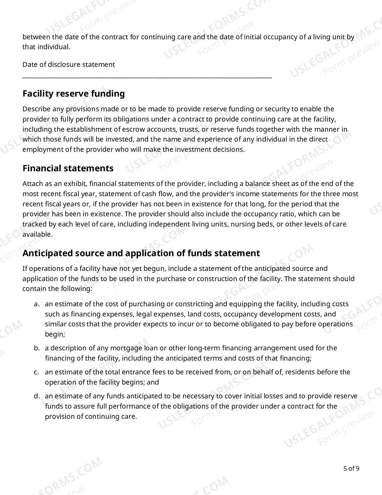 Preview CCRC 6 - Format for Disclosure Statement