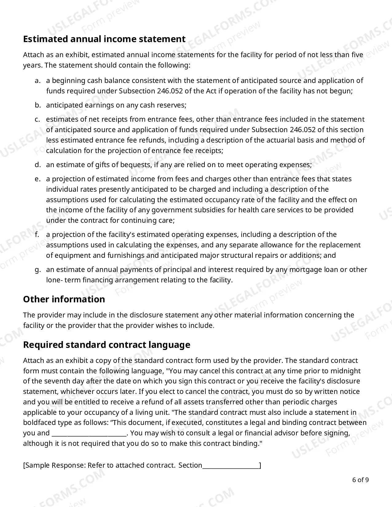 Preview CCRC 6 - Format for Disclosure Statement