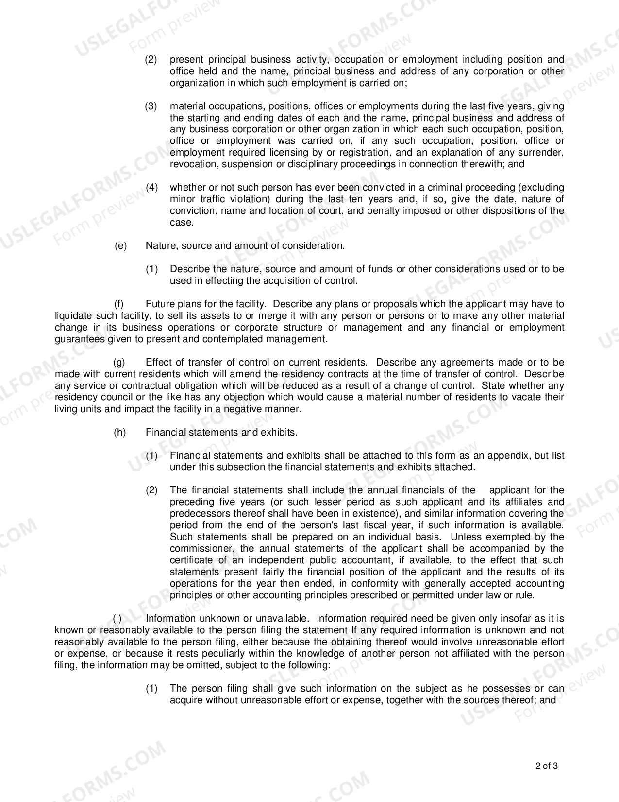 Preview CCRC 7 - Change of Control Statement
