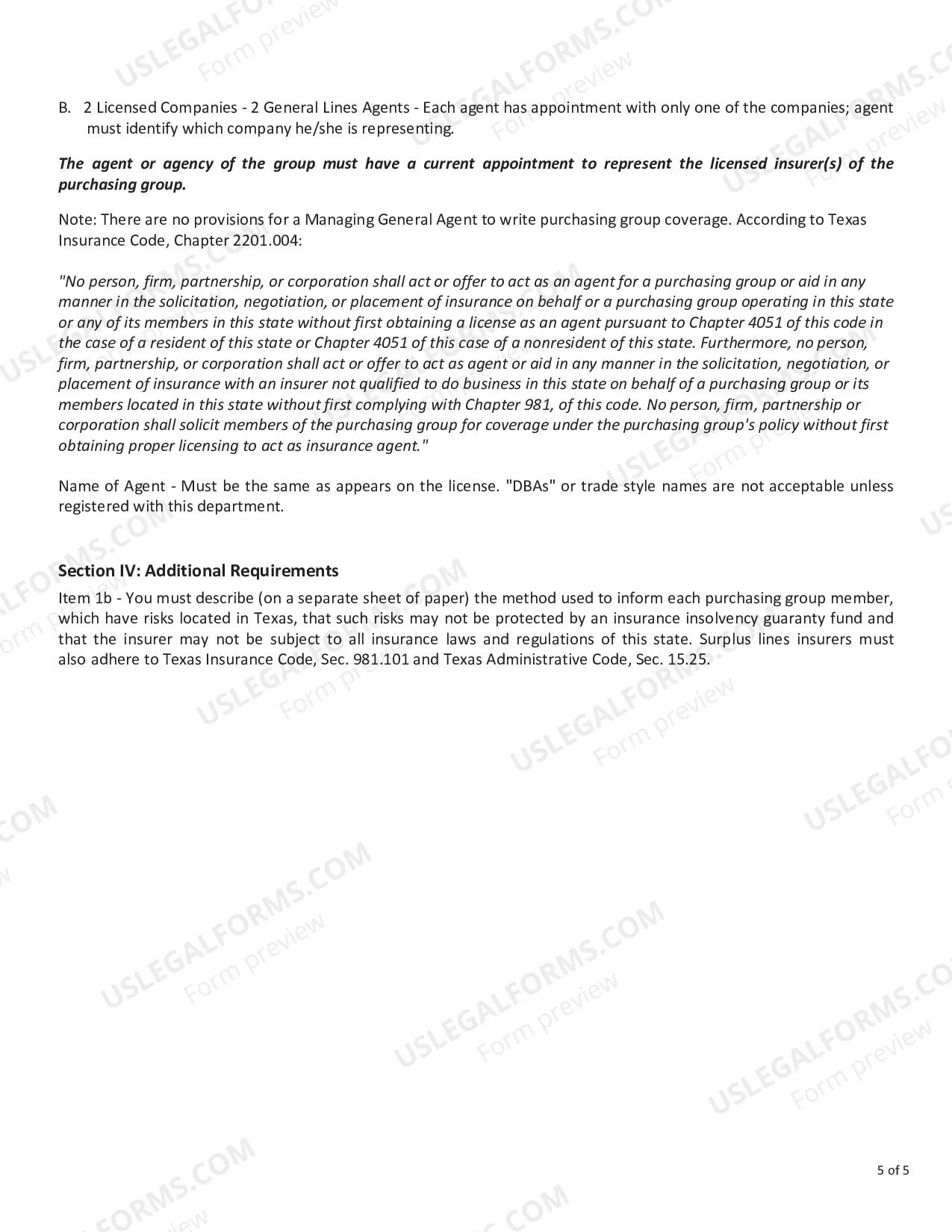 Preview Notification to the Commissioner for Registration as a Purchasing Group - Form PG1