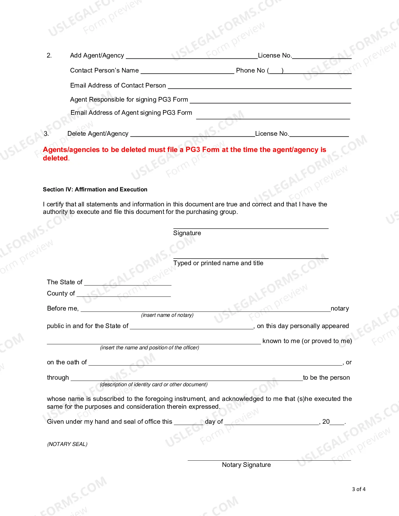 Preview Renewal/Amendment of Purchasing Group Registration - Form PG1R