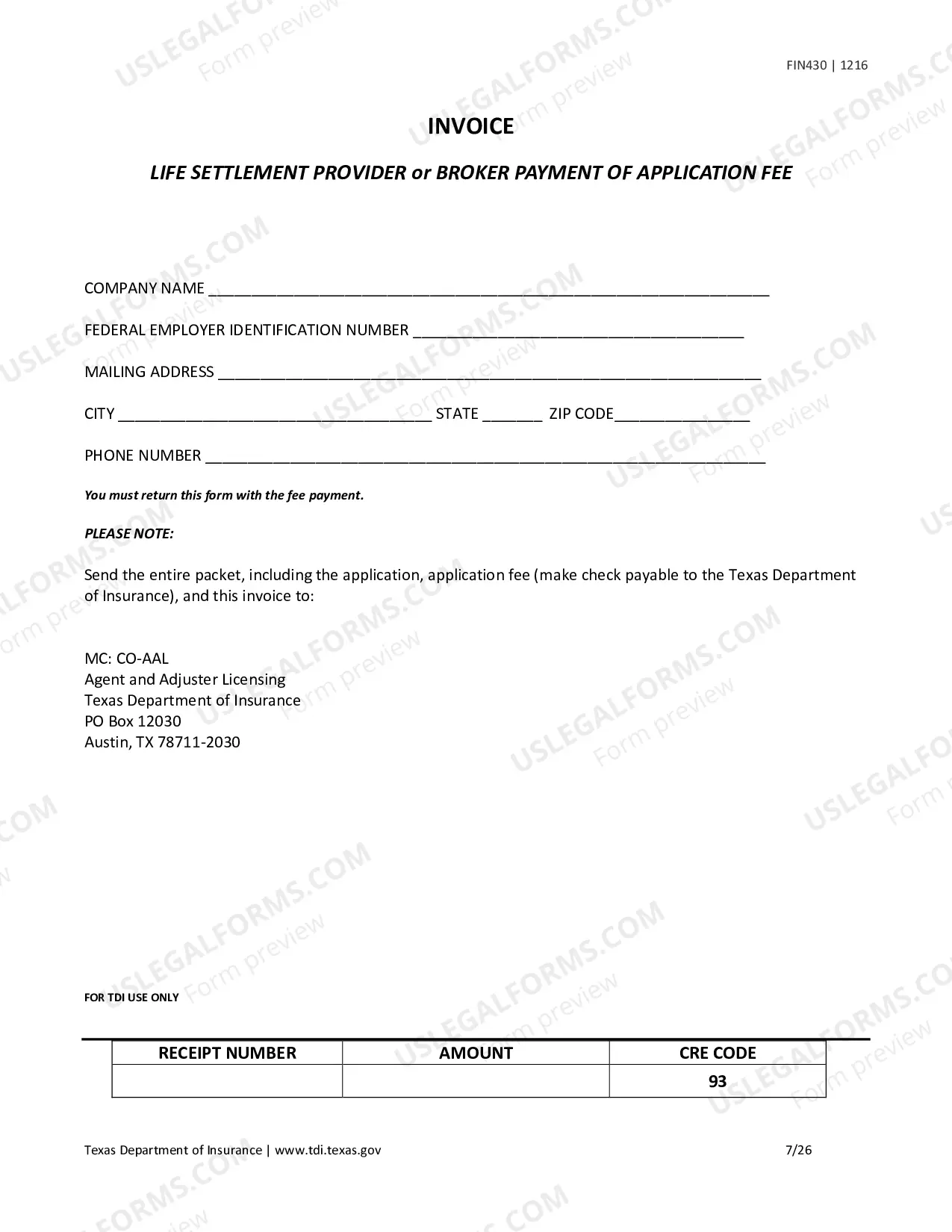 Preview License Application for a Life Settlement Provider or Broker