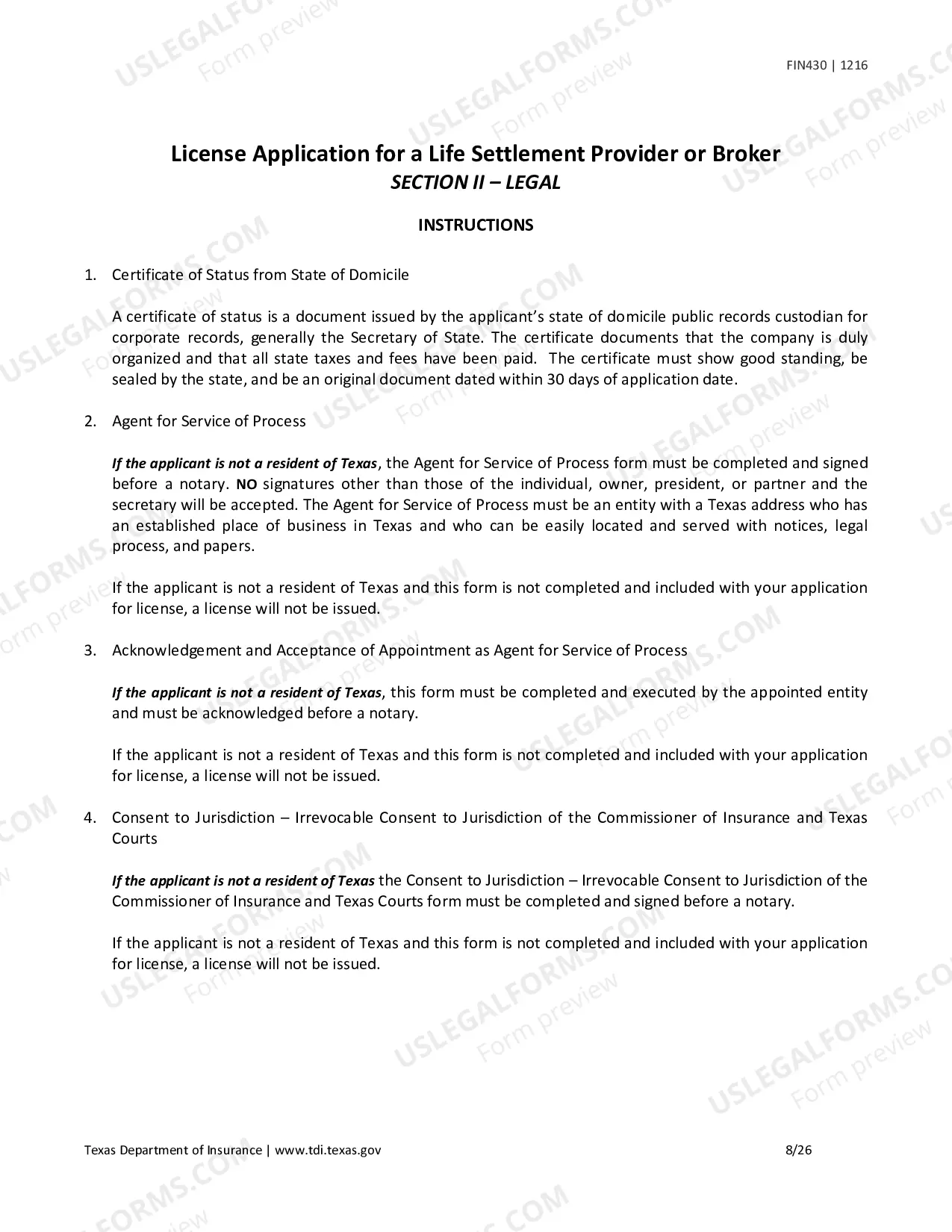 Preview License Application for a Life Settlement Provider or Broker