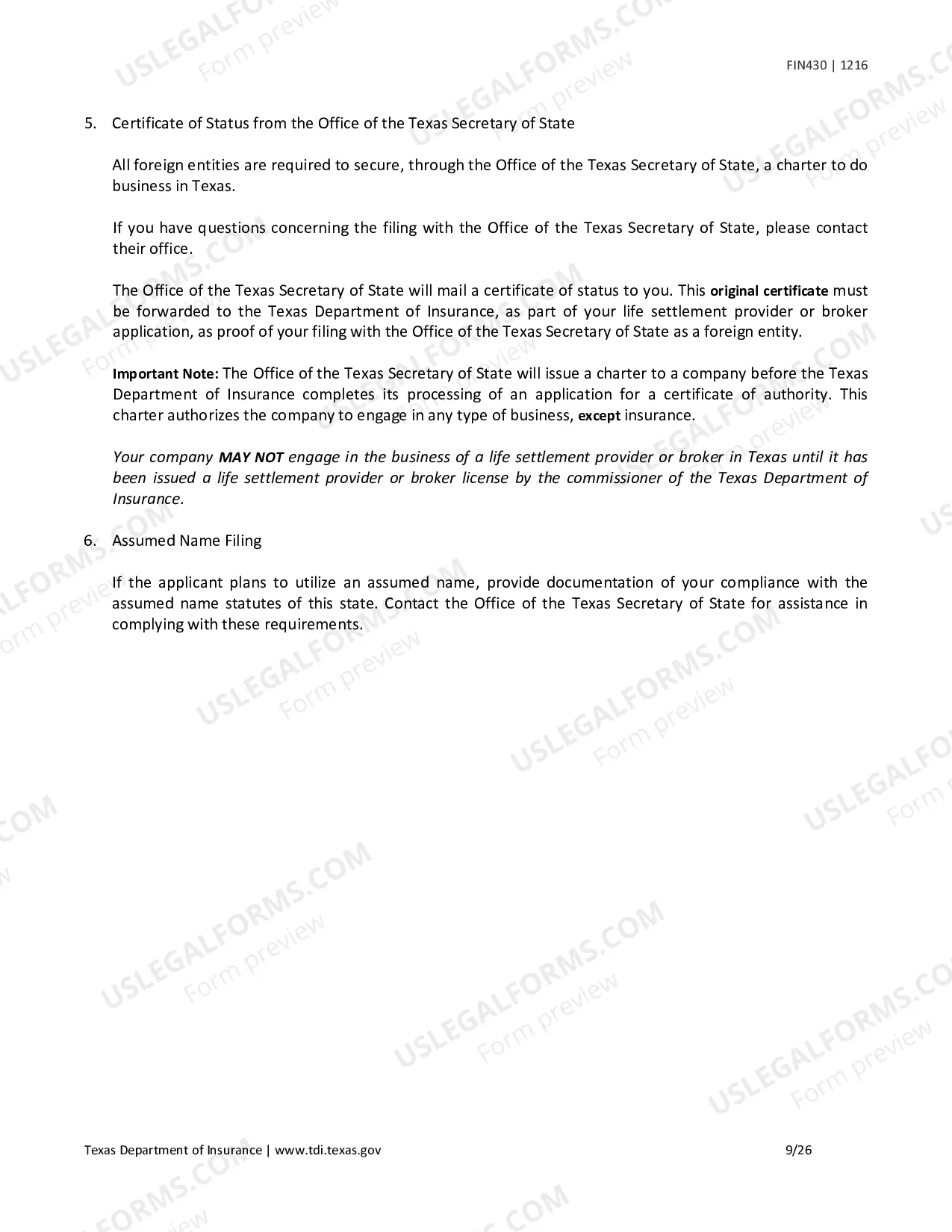 Preview License Application for a Life Settlement Provider or Broker