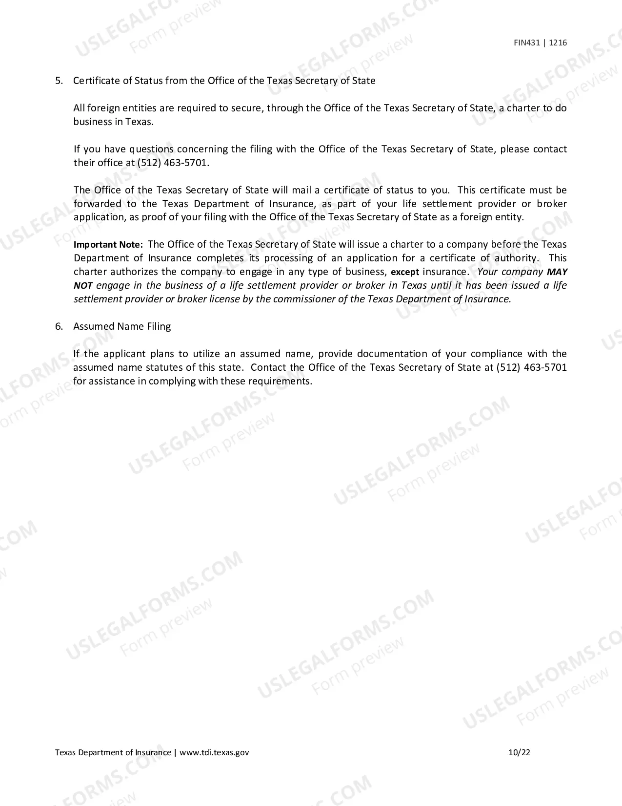 Preview Application for Renewal, Surrender, or Change of Information for a Life Settlement Provider or Broker