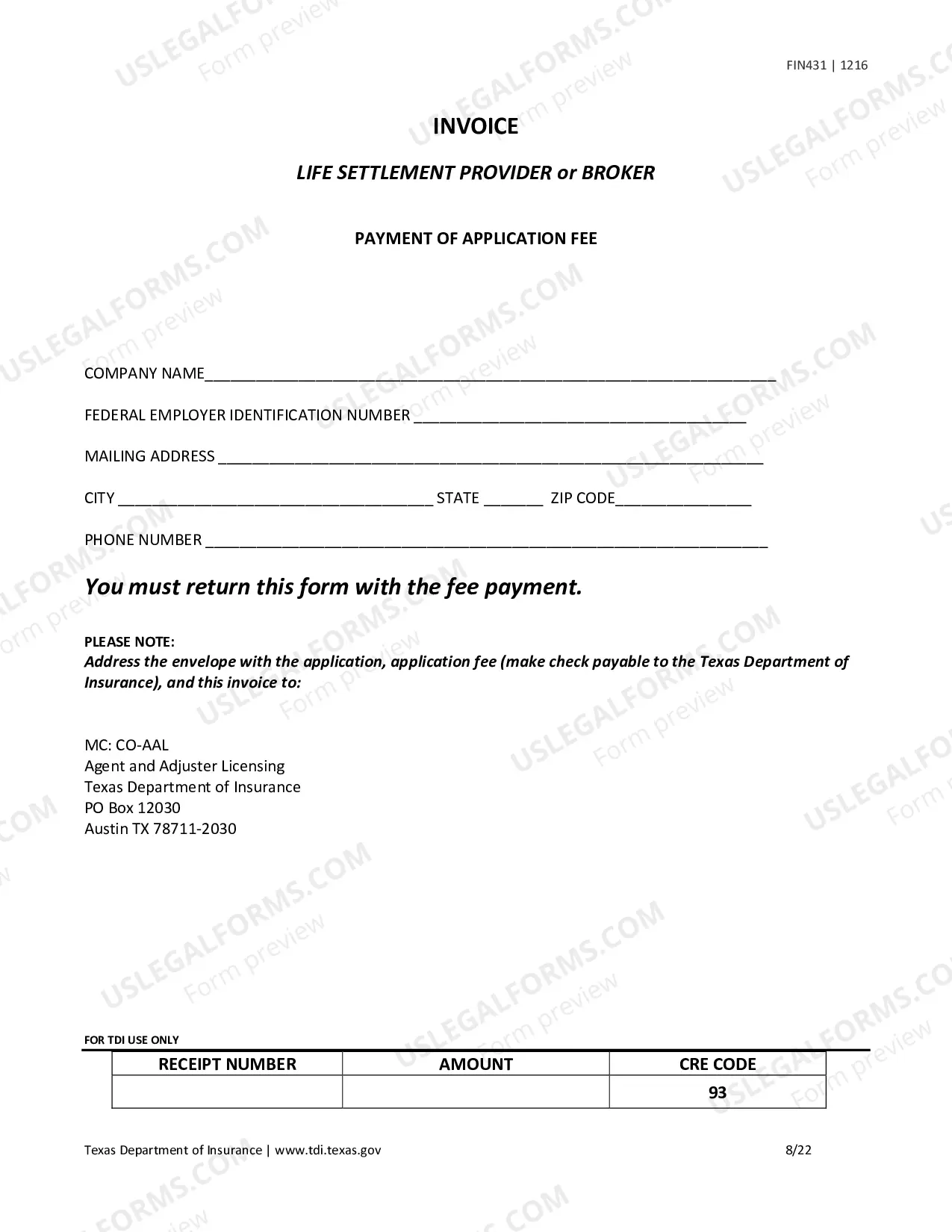Preview Application for Renewal, Surrender, or Change of Information for a Life Settlement Provider or Broker