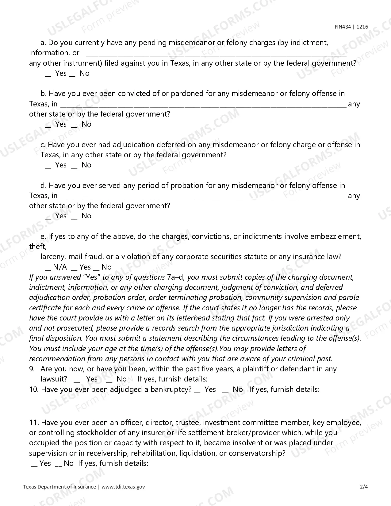 Preview Biographical Affidavit for Life Settlement Providers or Brokers