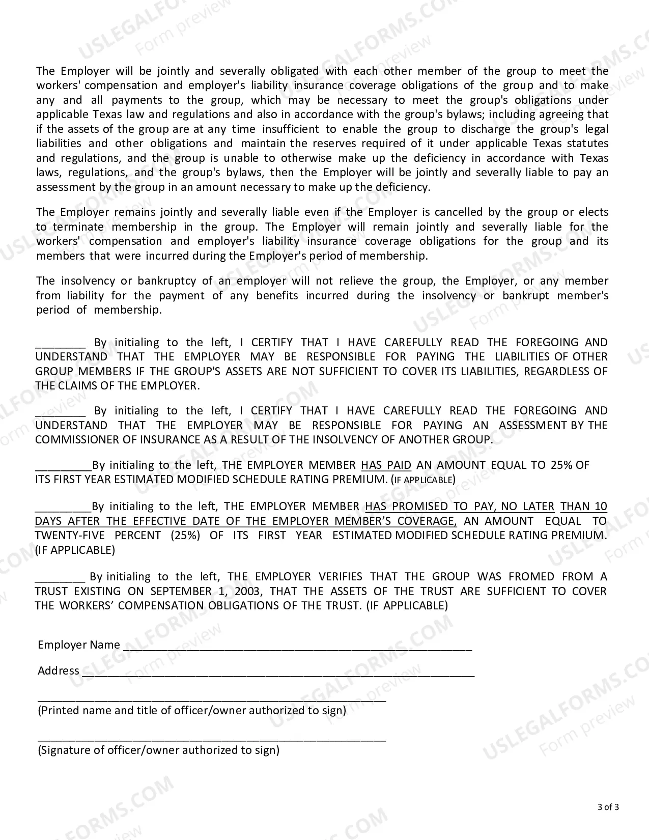 Preview Workers Compensation Self-Insurance Group (SIG) Employer Membership Form