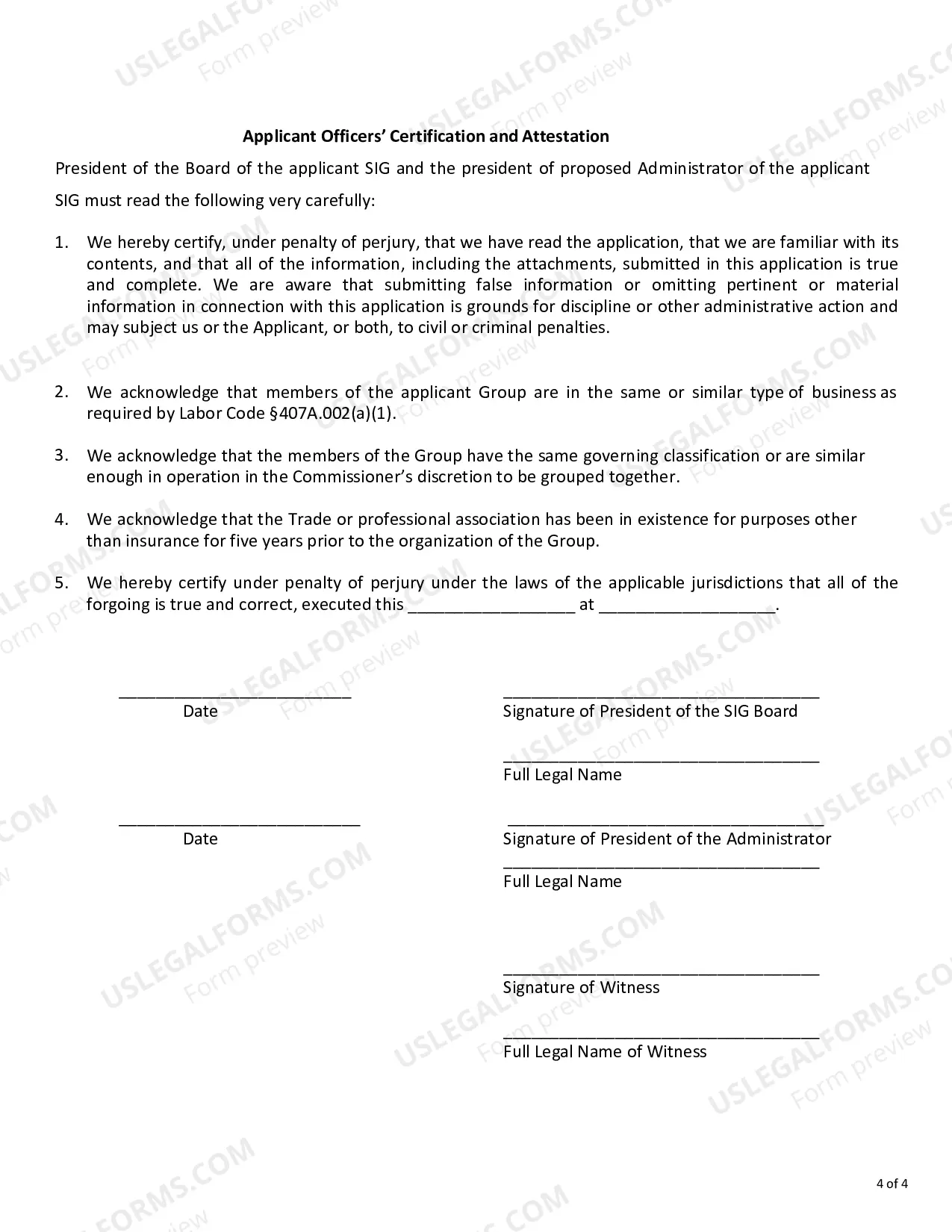 Preview Workers Compensation Self-Insurance Group (SIG) Notification Form