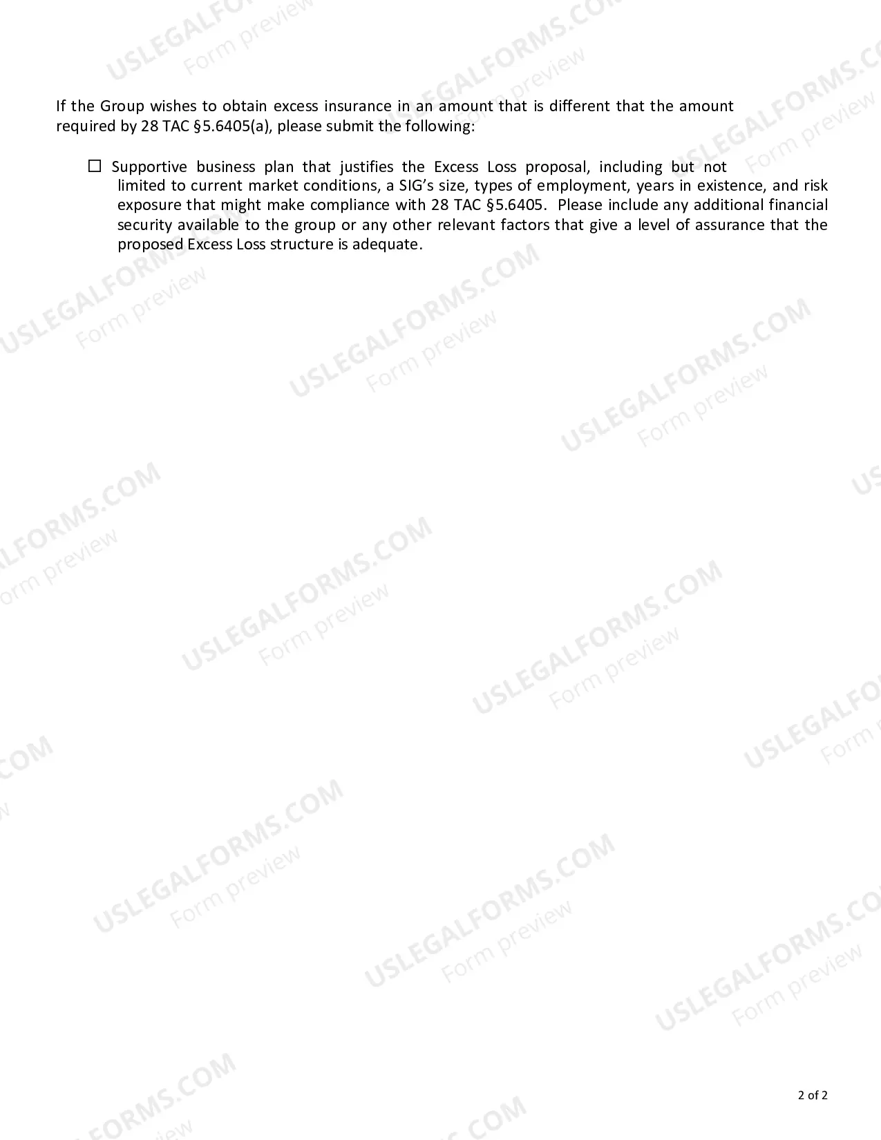 Preview Workers Compensation Self-Insurance Group (SIG) Excess Insurance Checklist