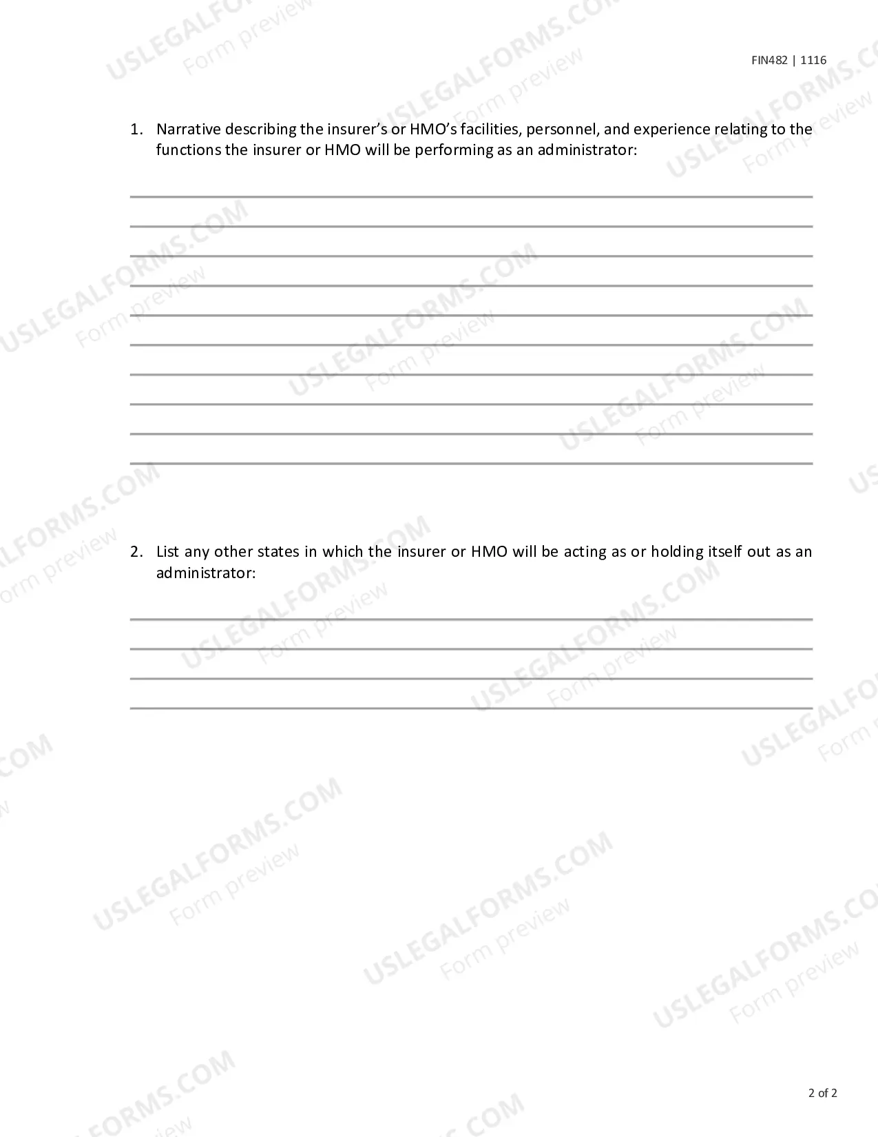Preview Notification that an Insurer or HMO will be acting as an Administrator