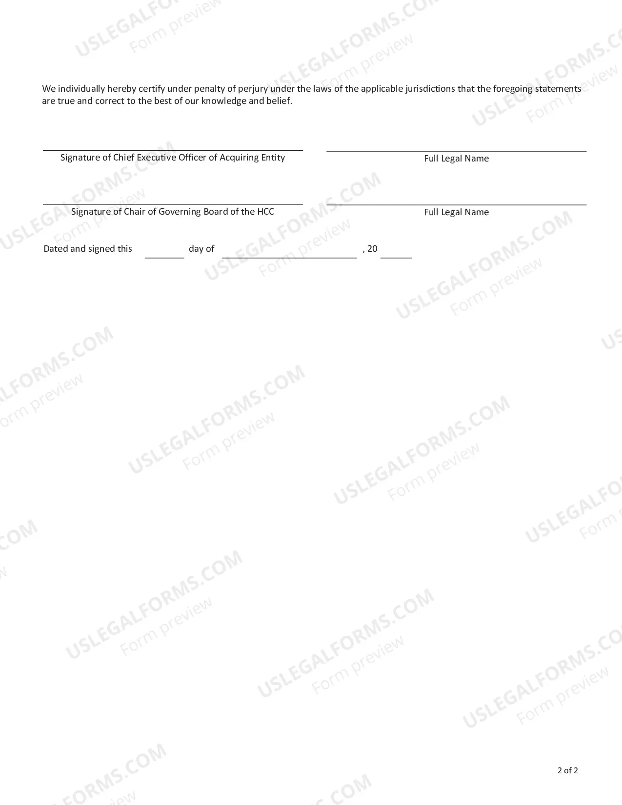Preview Health Care Collaborative (HCC) Acquisition Form