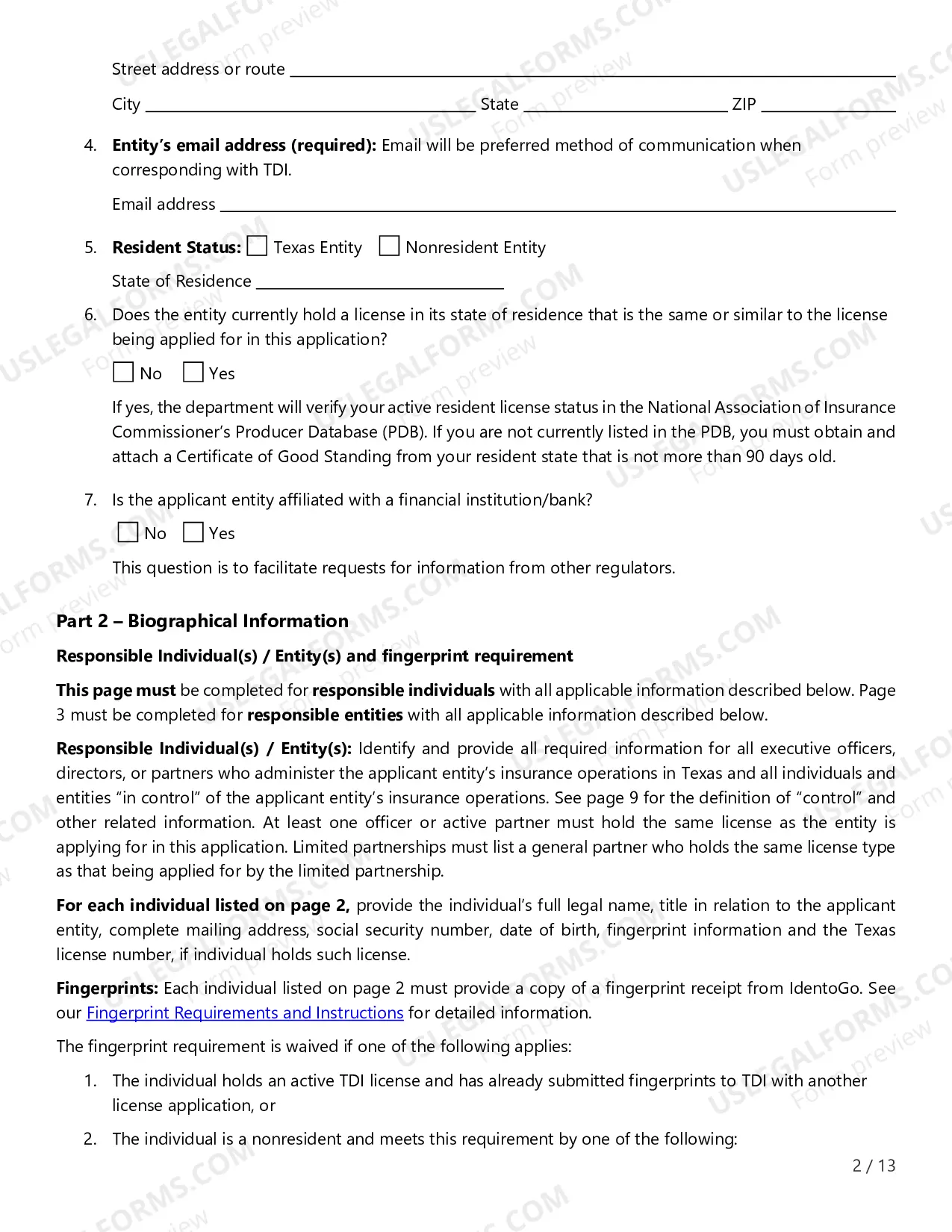 Preview Licensing Application for Insurance Agency License