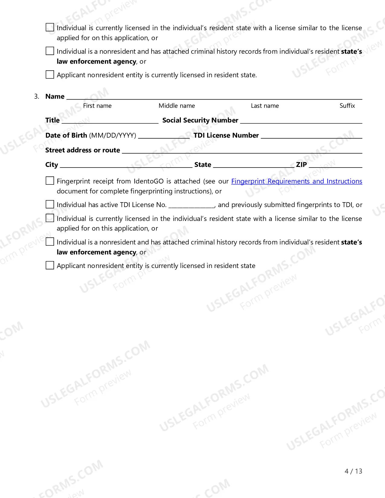 Preview Licensing Application for Insurance Agency License