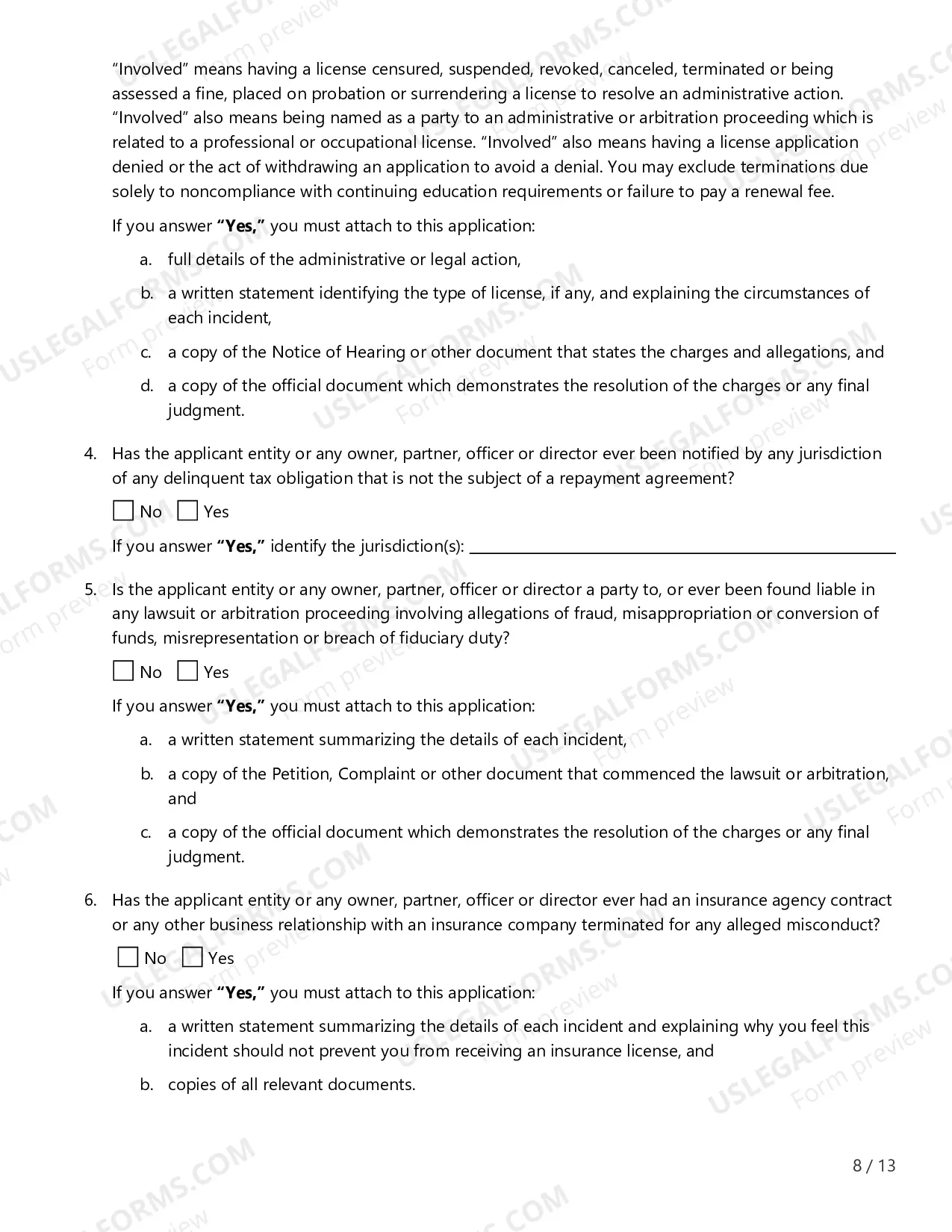 Preview Licensing Application for Insurance Agency License