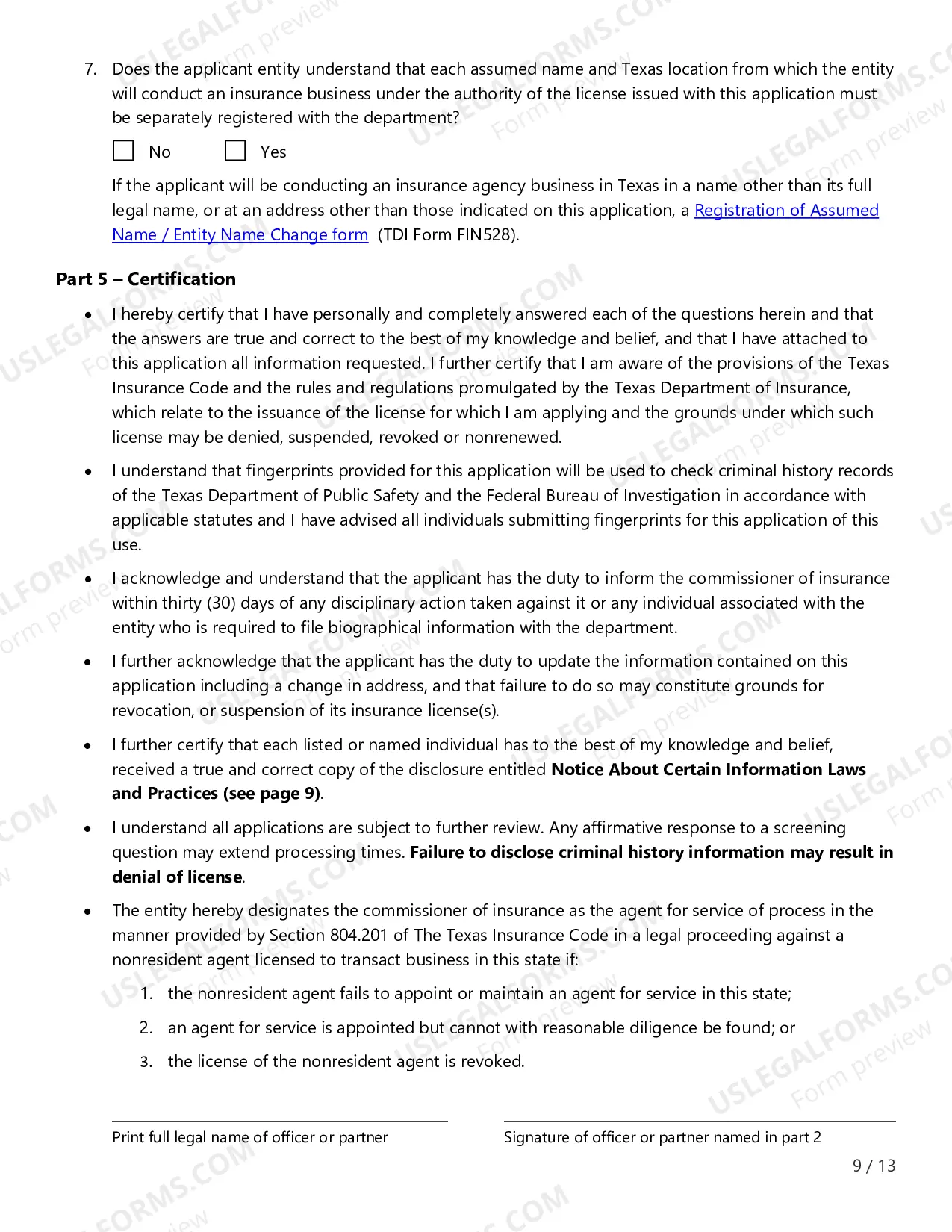 Preview Licensing Application for Insurance Agency License