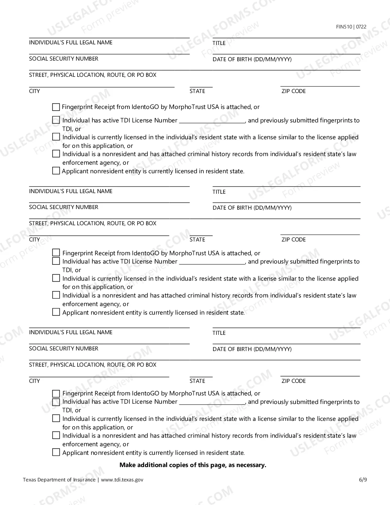 Preview Licensing Application for Reinsurance Intermediary License