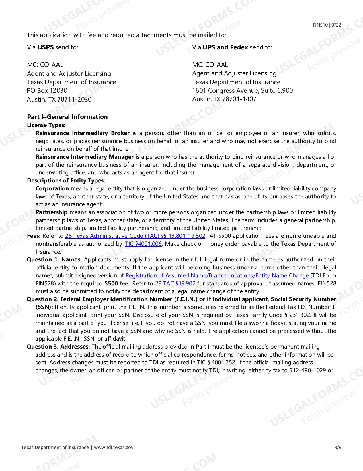 Preview Licensing Application for Reinsurance Intermediary License
