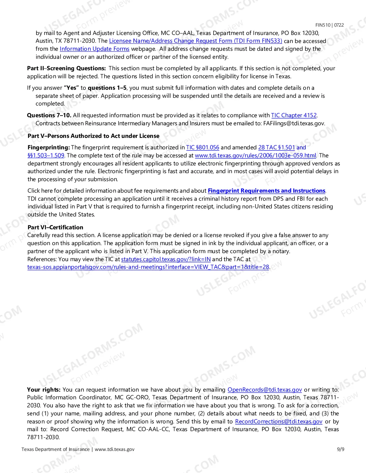 Preview Licensing Application for Reinsurance Intermediary License