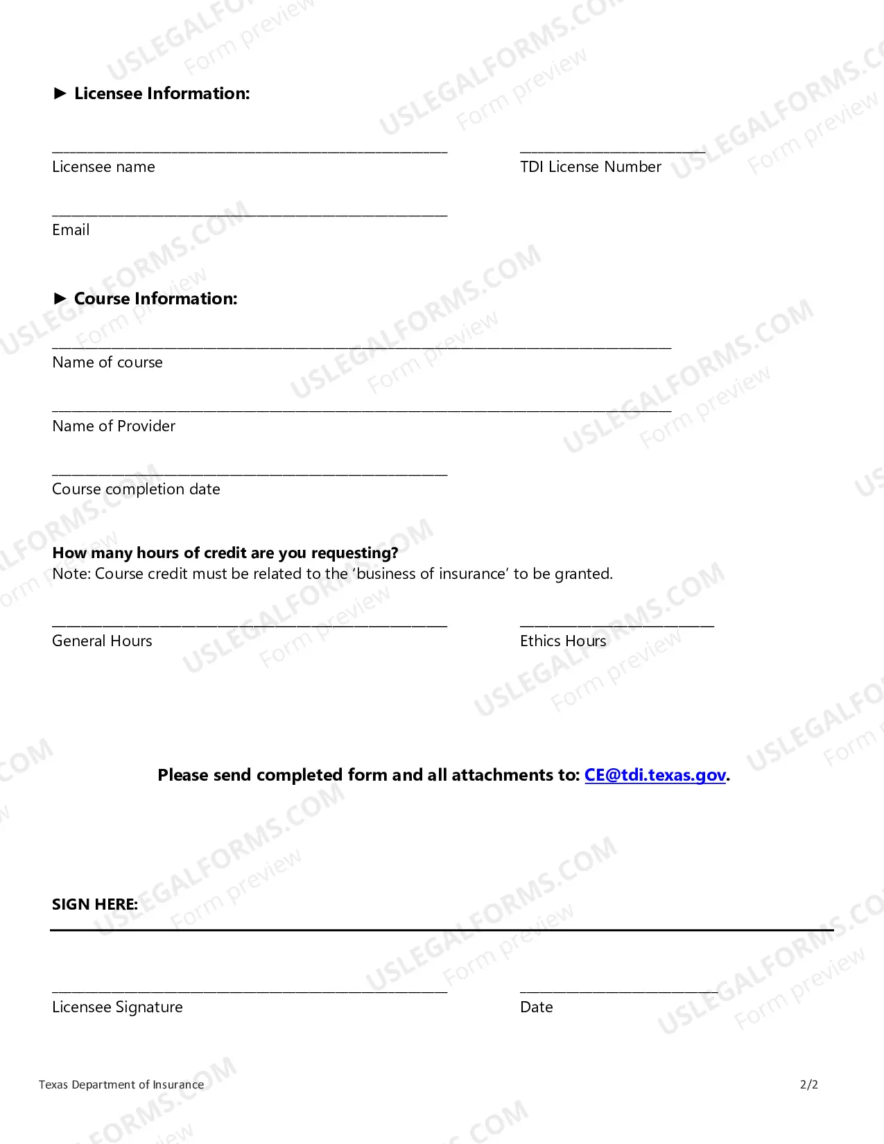 Preview Licensee Request for Qualifying Credit
