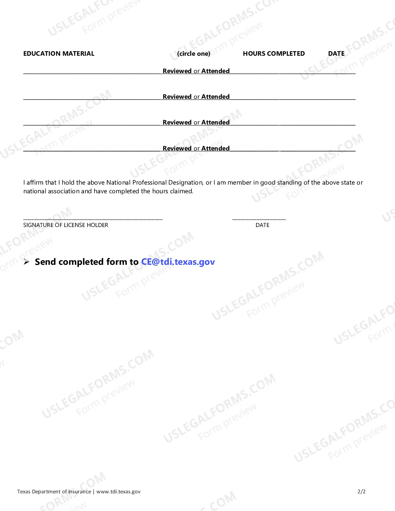 Preview Request for Association Credit Accepted by TDI