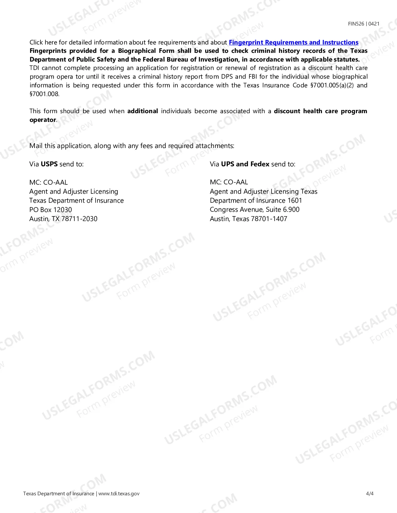 Preview Discount Health Care Program Operator Biographical Certificate Form