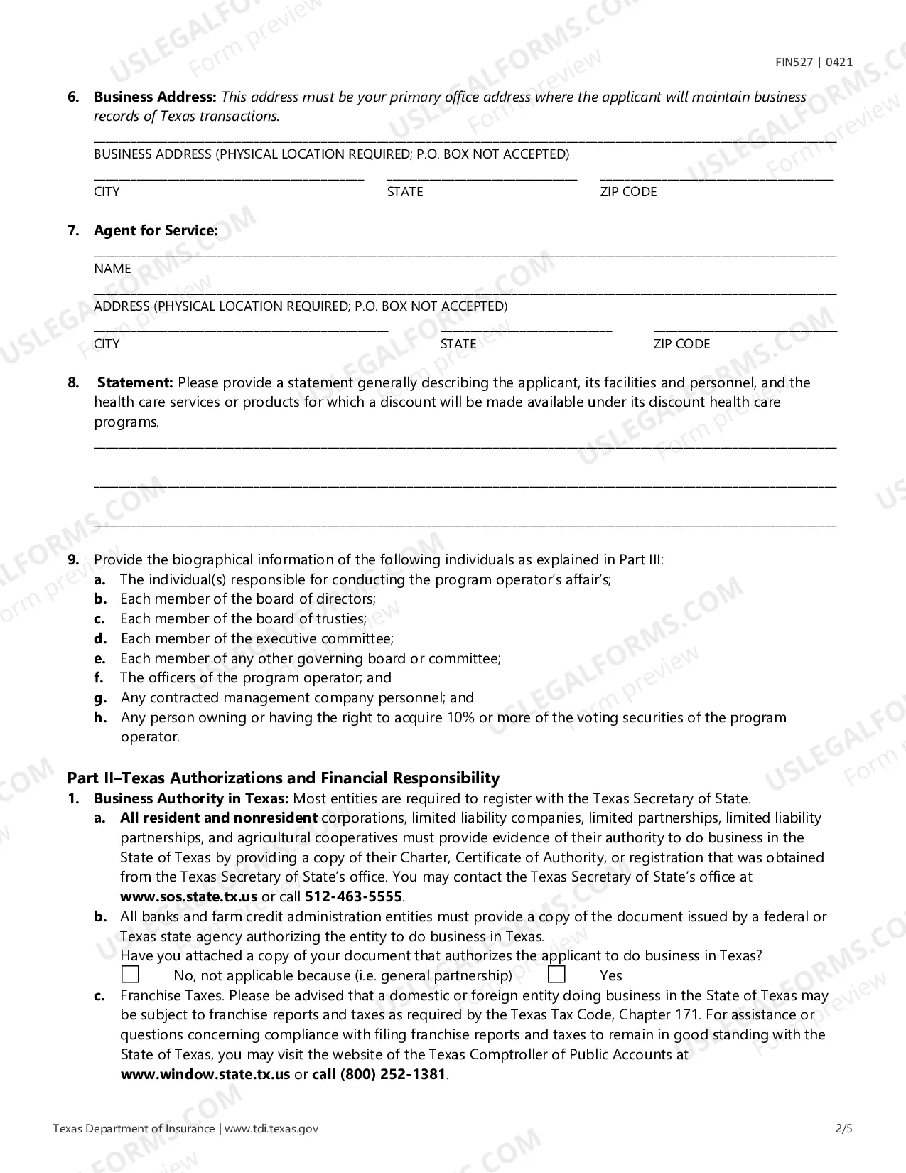 Preview Discount Health Care Program Operator Registration Form