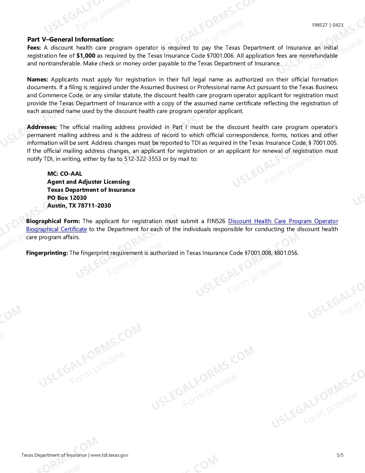 Preview Discount Health Care Program Operator Registration Form