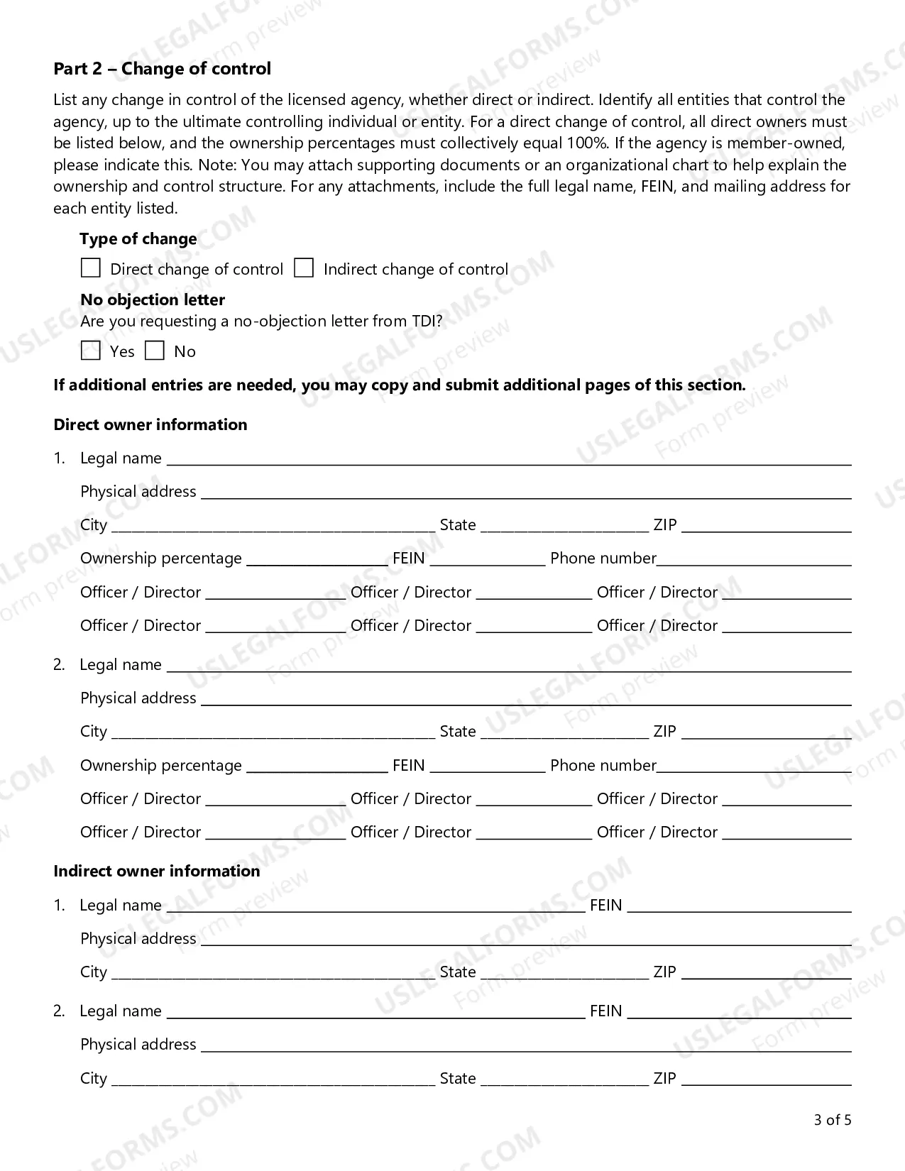 Preview Biographical Form and Certification of License Qualification Following A Change of Control